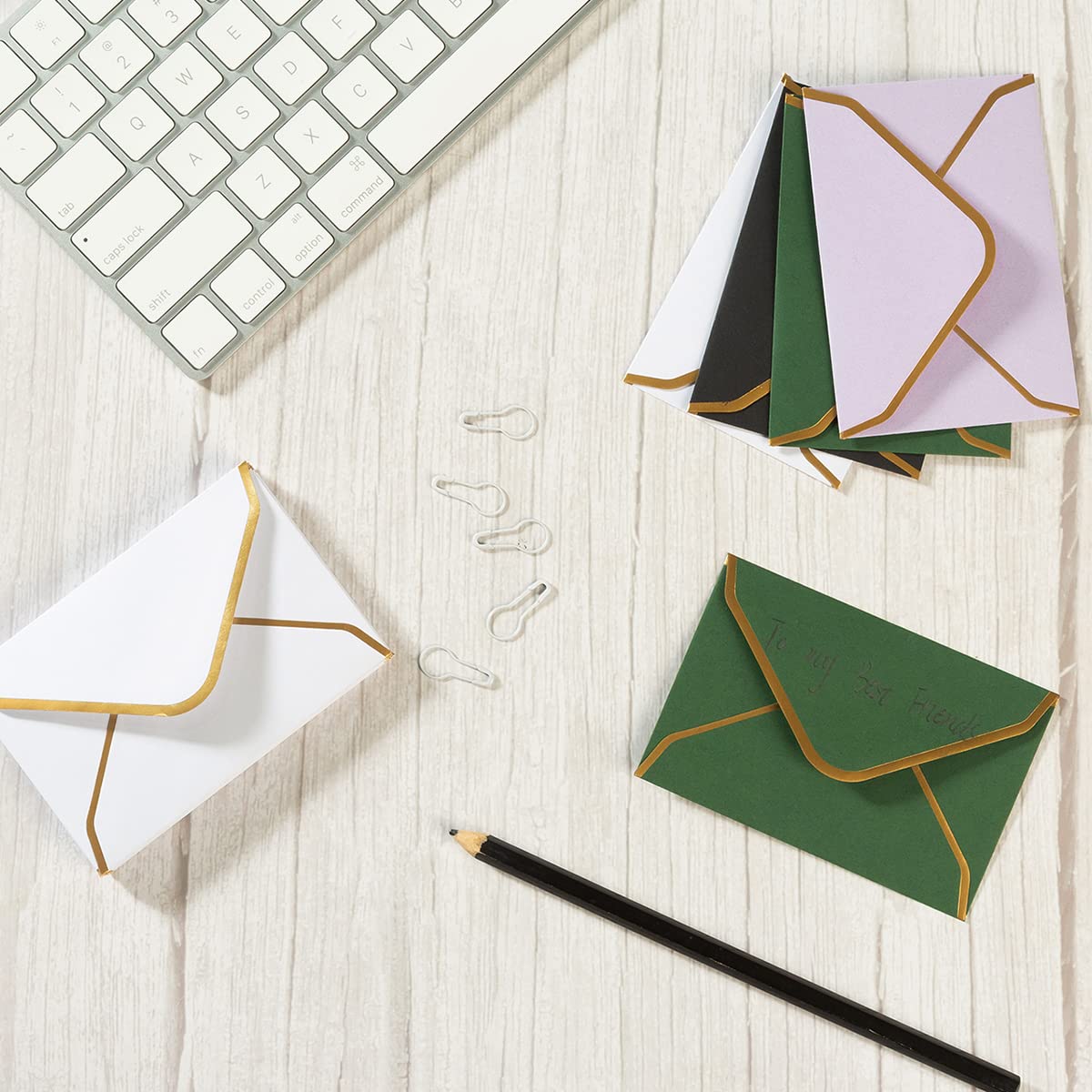 Mini Gift Card Envelopes 100pcs - Gold Border V Flap (4x2.7