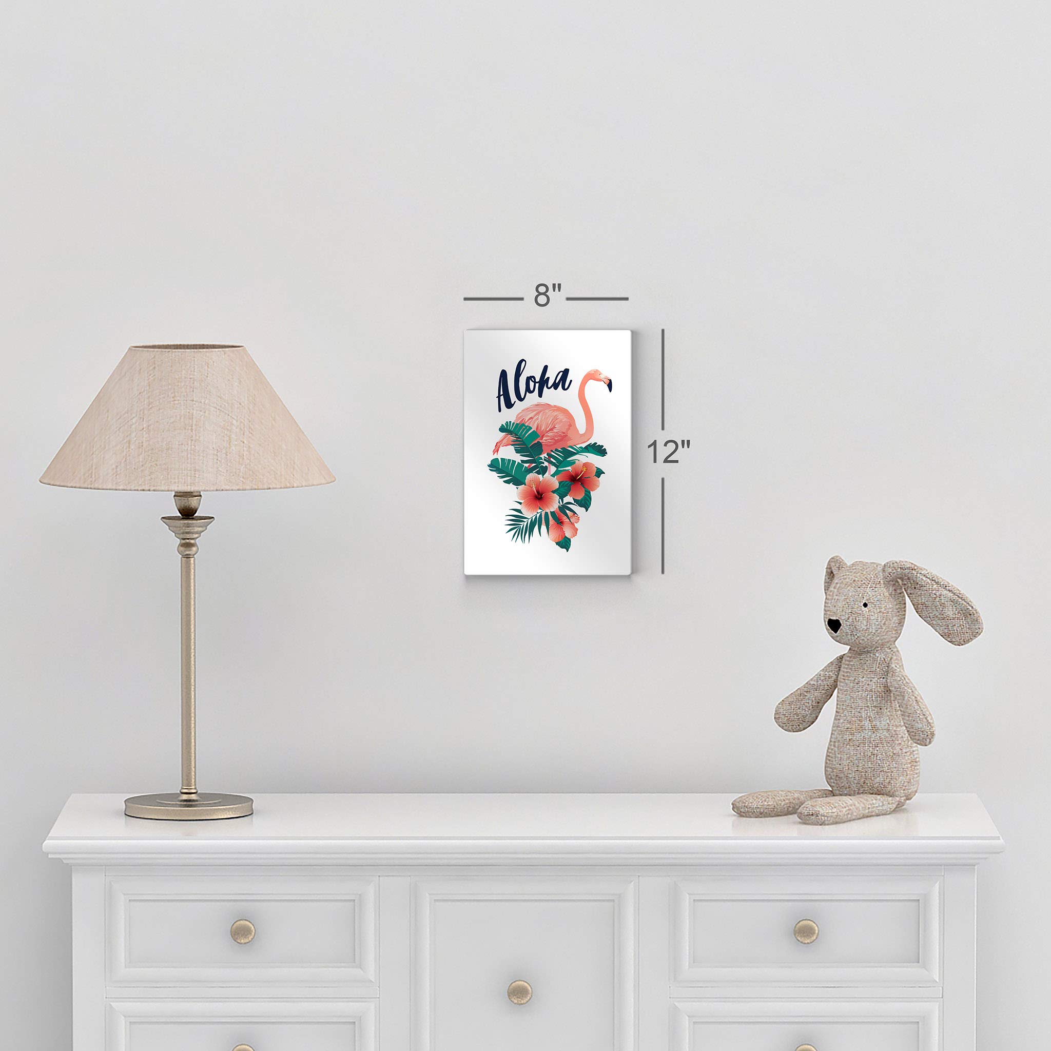 Aloha Flamingo Metal Wall Art Print - 40x30 Inch Tropical Nursery Decor, Kids Room Decor with White Background - Durable USA-Made Metal Print for Baby Room, Bedroom & Beach House Decor