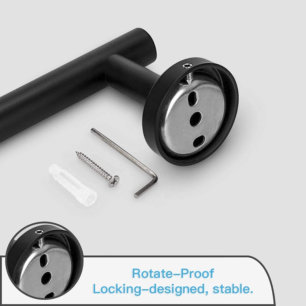 Matte Black Bathroom Hardware Set - 16.5 Inch Towel Bar, Toilet Paper Holder & Robe Hooks, SUS304 Stainless Steel Wall Mounted Bathroom Accessories Kit for Modern Home Decor