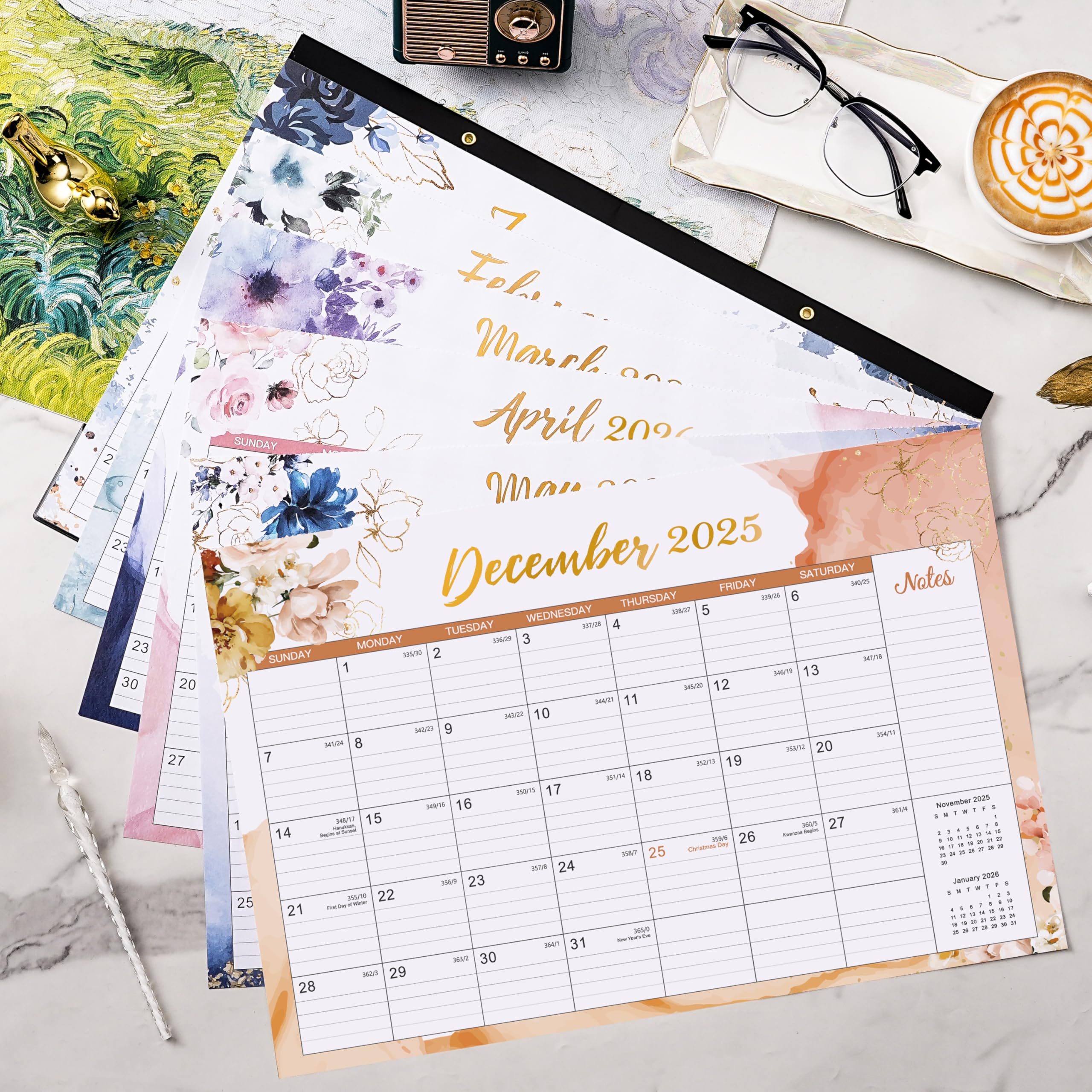 2025-2026 Monthly Desk & Wall Calendar (July 2025 - December 2026) - 14.6