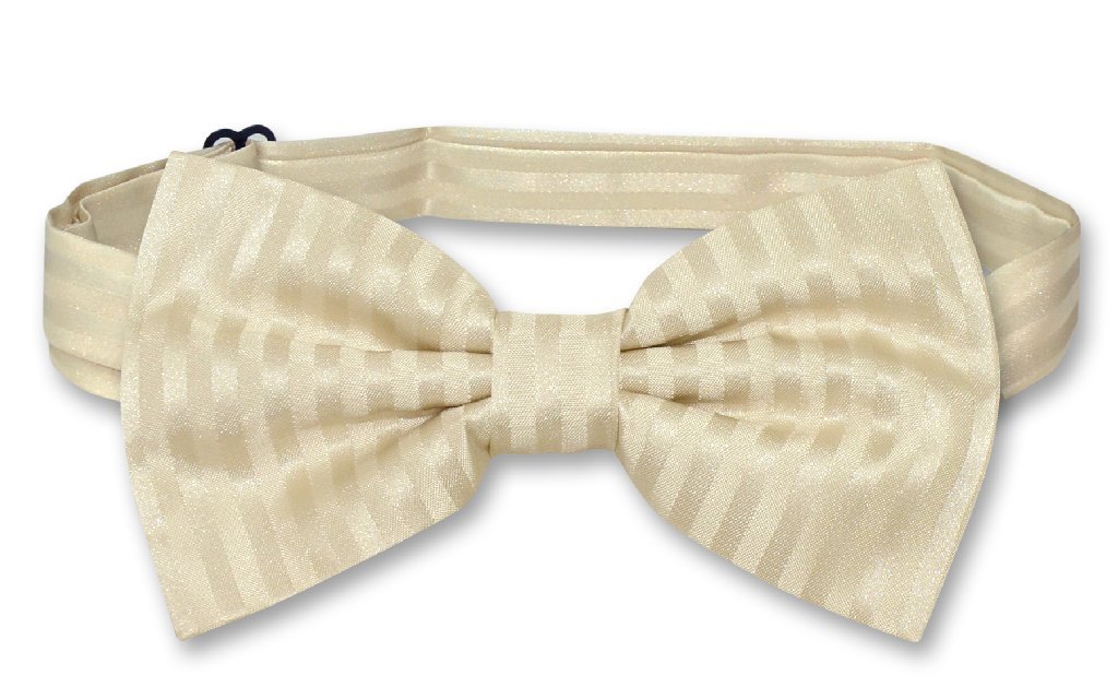 Men's Dress Vest & Bow Tie Set - Egg Yolk Cream Vertical Striped Formal Attire | Perfect for Weddings, Prom & Black Tie Events