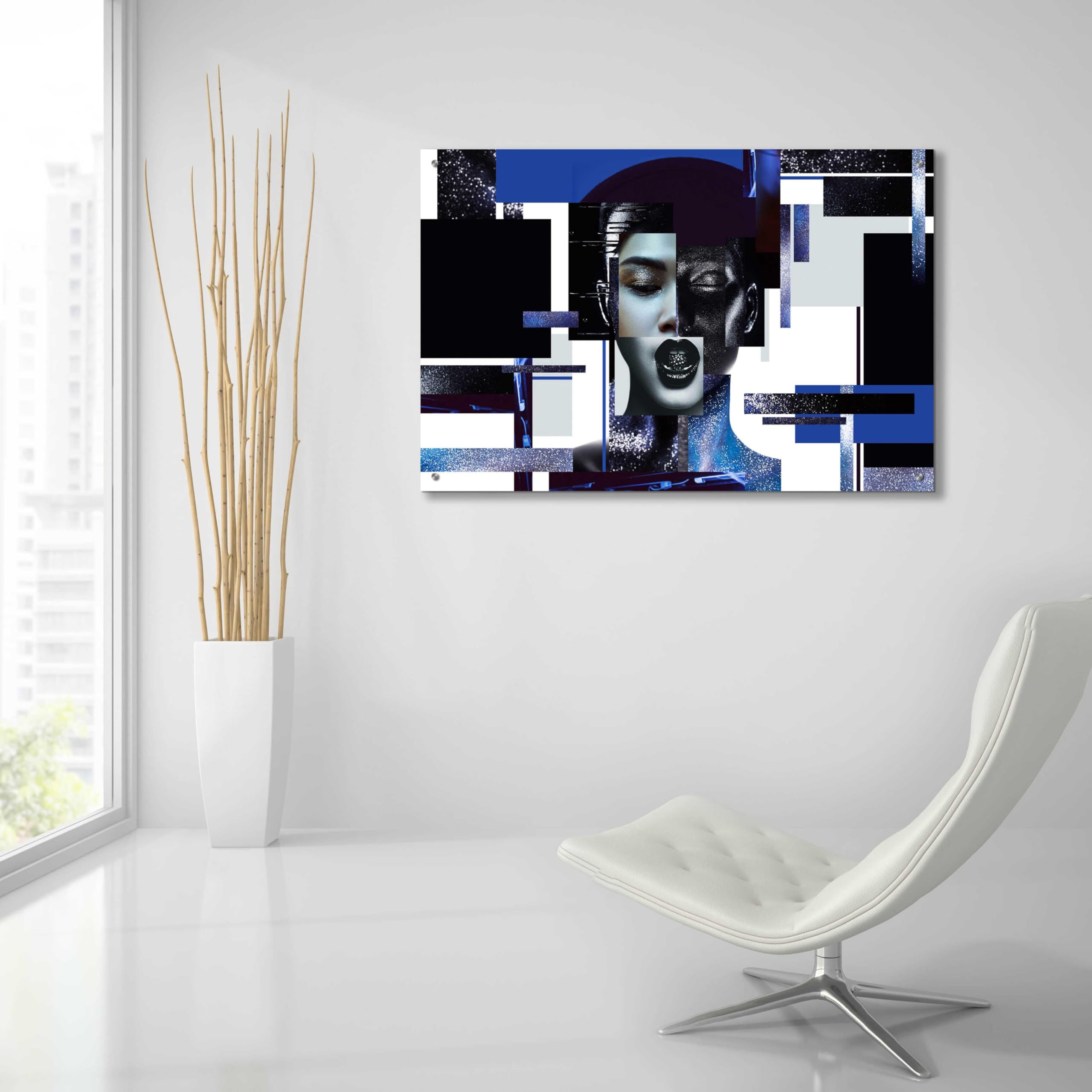 Epic Art 'Deconstructed Beauty' Acrylic Glass Wall Painting - 36x24 Inches Modern Abstract Canvas Art for Living Room, Bedroom & Office Decor