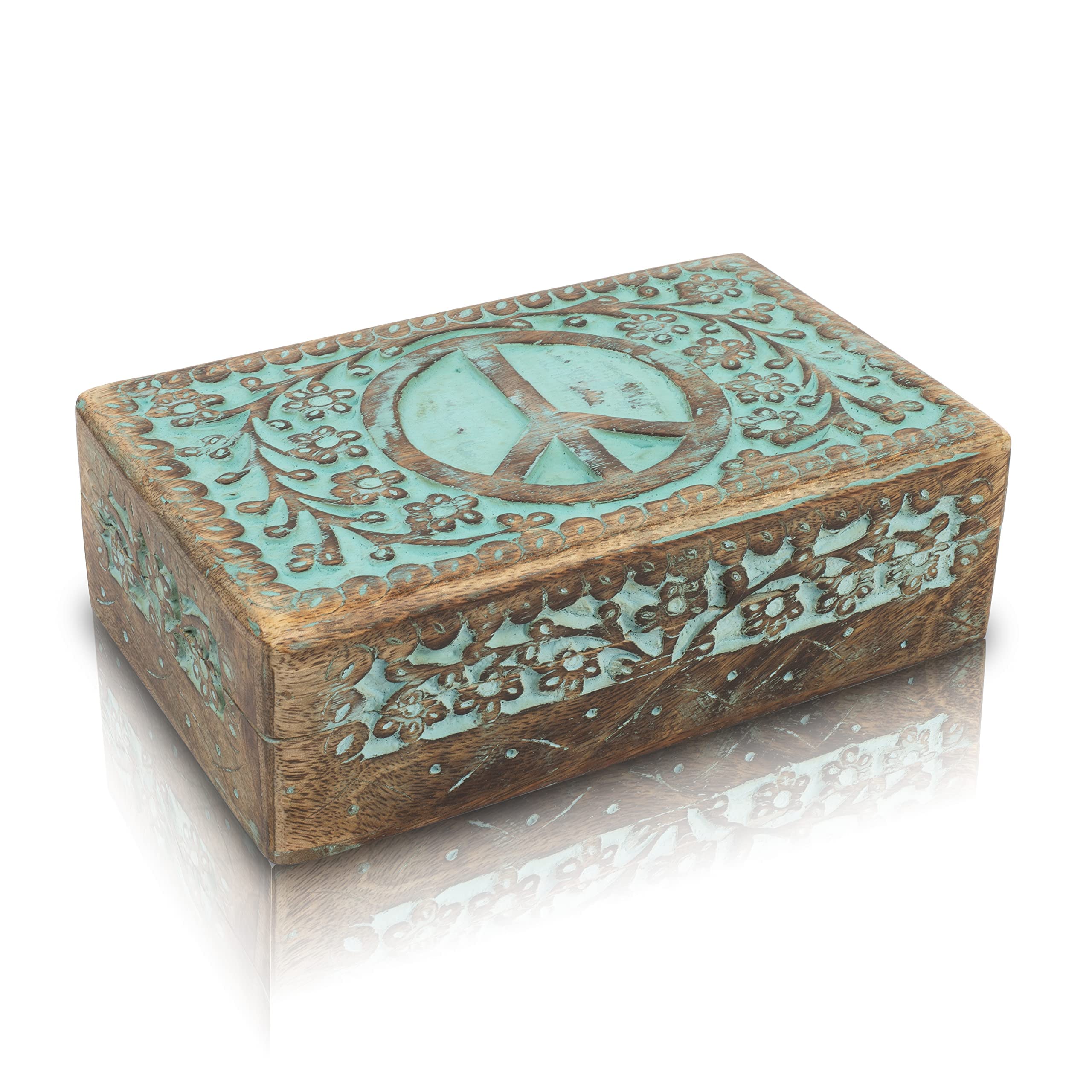 Handmade Wooden Jewelry Box Organizer - Blue Keepsake Storage Box for Women | Perfect Birthday, Anniversary & Housewarming Gift | Jewelry, Watch & Trinket Holder for Dresser, Vanity & Travel