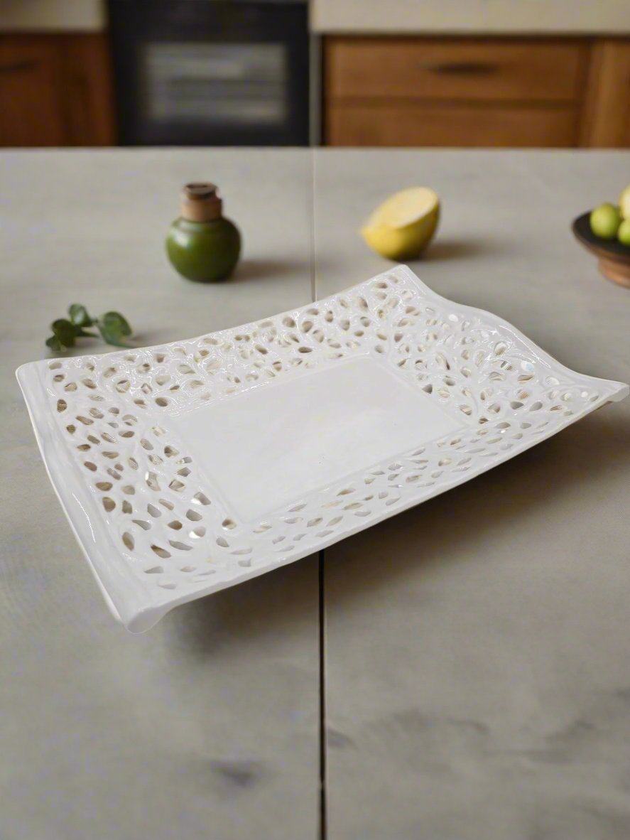 12x8 Inch White Rectangular Serving Platter - Perfect for Parties, Weddings, and Holiday Entertaining