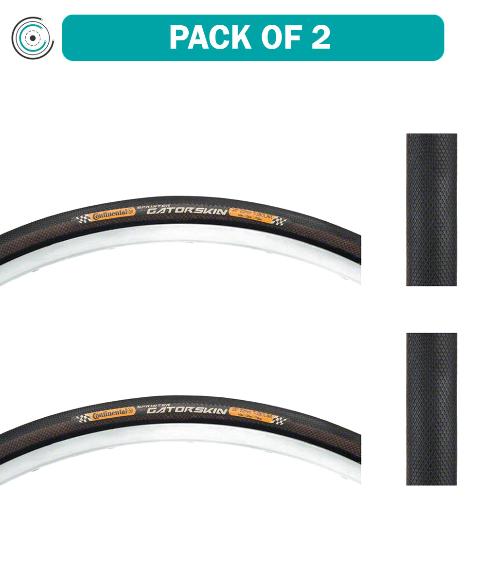2 Pack Continental Sprinter Tubular Bike Tires 700x22 Black 180 TPI Gatorskin C1104322 - High-Performance Road Cycling Tires for Racing & Training
