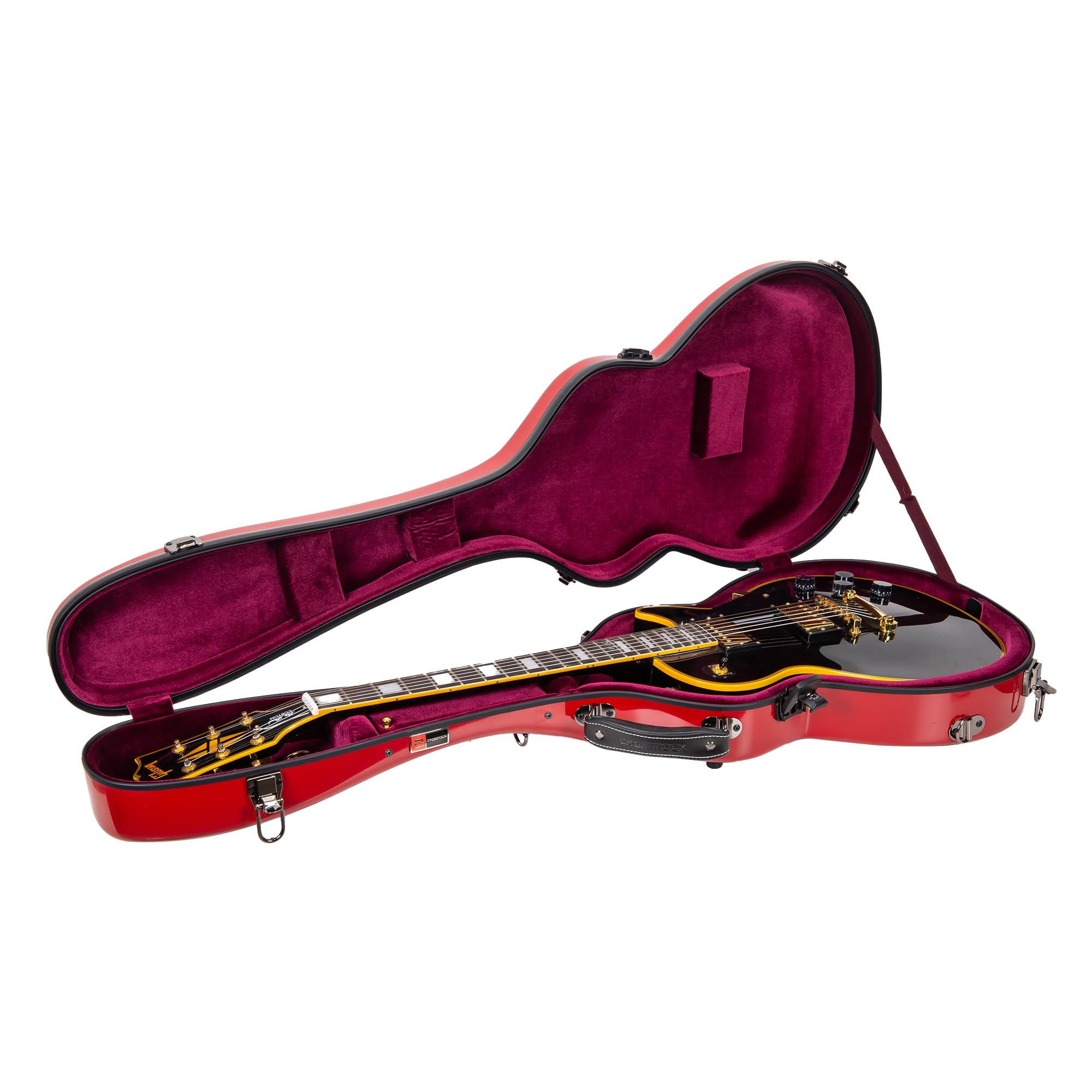 Crossrock Fiberglass Hardshell Guitar Case for Les Paul - Red Backpack Style | Perfect for Travel, Gigging & Secure Storage