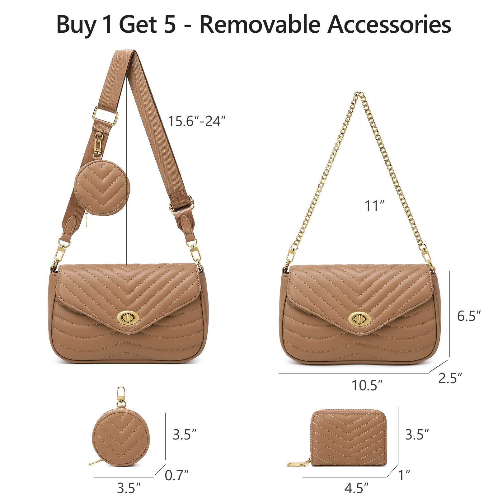 JEEHAN Quilted Crossbody Bags for Women - Stylish Designer Shoulder Handbag Small Purse - Perfect for Everyday Use, Travel & Shopping