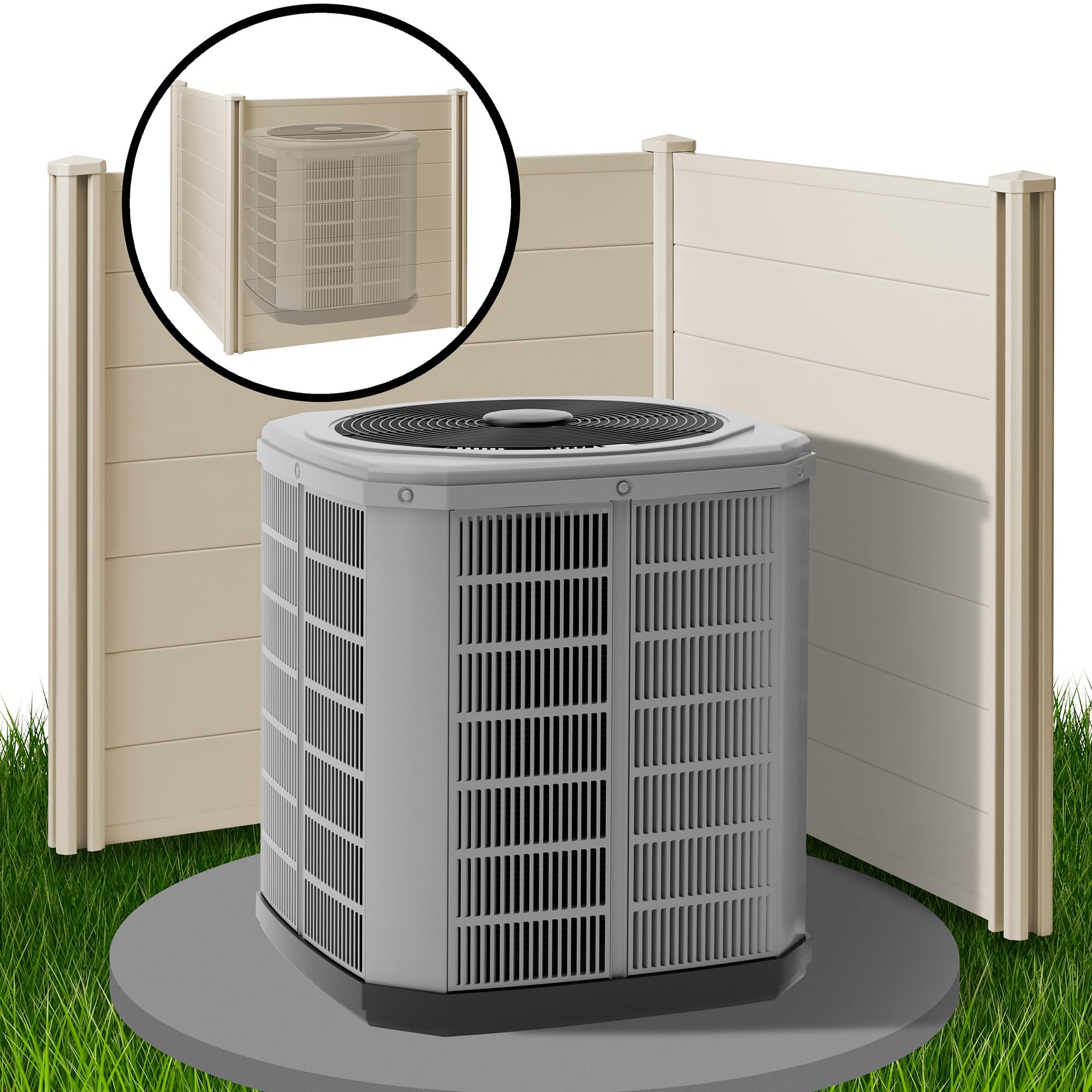 Casafield 42x42 Inch Outdoor Privacy Screen - Durable Vinyl Fence Panel for AC Units, Trash Cans & Pool Equipment - Tan Color - Perfect for Backyard, Patio & Garden Privacy Solutions
