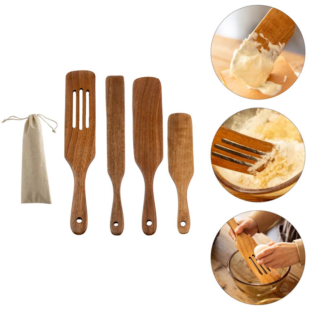 Wooden Spatula Set - 5pcs Heat-Resistant Cookware for Non-Stick Cooking & Baking