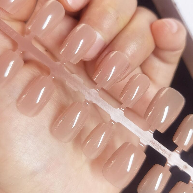 30pcs Short Square Press on Nails - 15 Sizes Grapefruit Blush False Nail Tips for Natural Look | Perfect for Daily Wear, Parties & Special Occasions