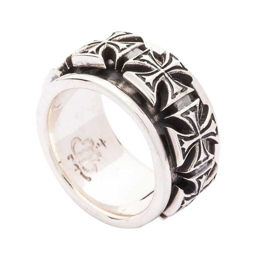 Bikerringshop 925 Sterling Silver Iron Cross Spinner Rings for Men - Gothic Punk Jewelry, Adjustable Band, Stress Relief & Fashion Statement (Perfect for Bikers, Rockers & Alternative Style Lovers)