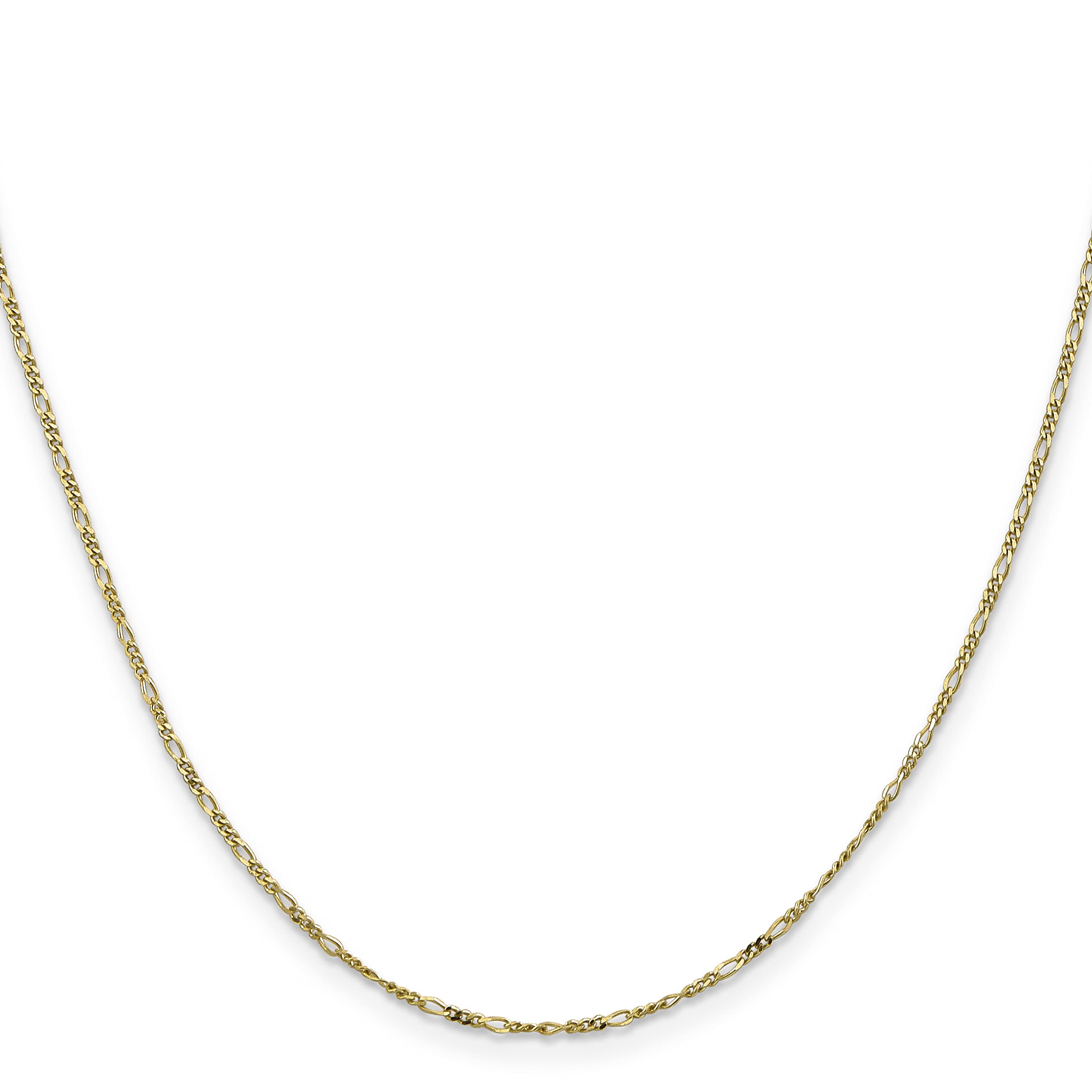 10K Yellow Gold Figaro Chain Anklet - 1.25mm Flat Solid Gold Ankle Bracelet for Women (16