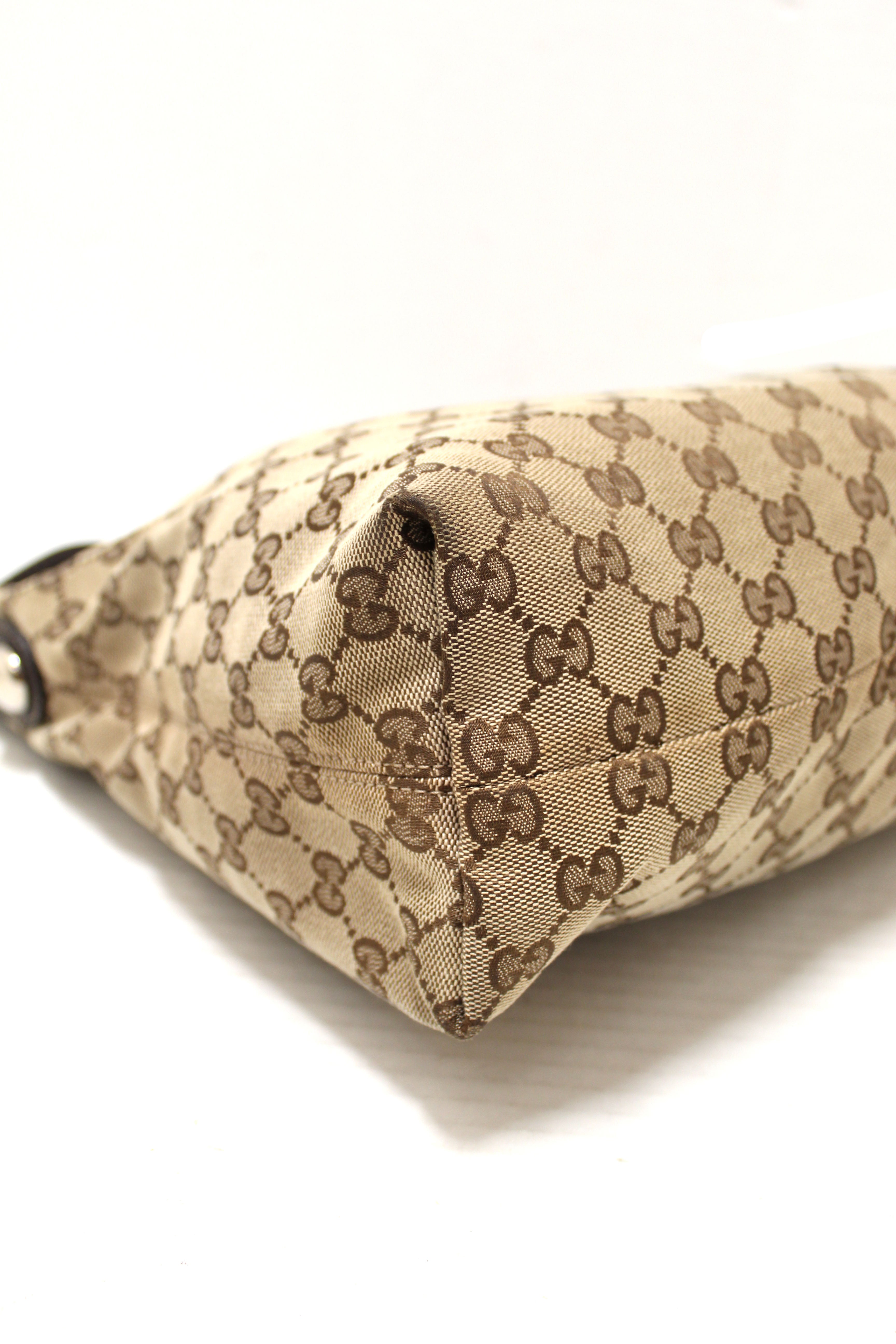 Authentic Gucci GG Canvas Icon Bit Medium Hobo Shoulder Bag in Brown | Luxury Crossbody Purse for Women | Perfect for Work, Travel & Everyday Use