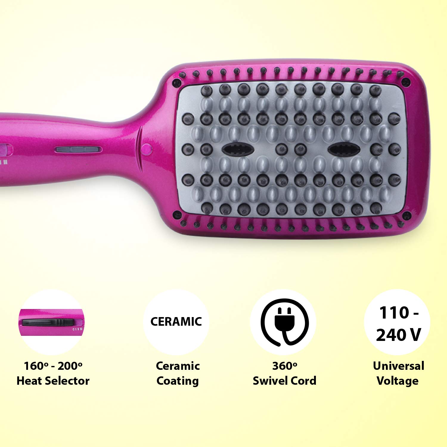 BaByliss Paris HSB100E 3D Liss Straightening Brush for Smooth & Shiny Hair - Perfect for Home & Salon Styling