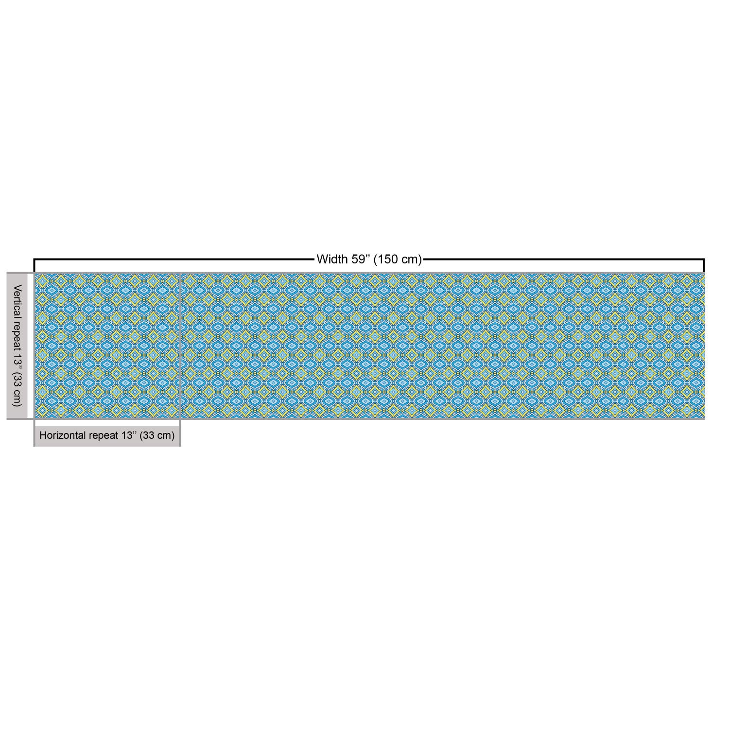 Abstract Rhombus Mosaic Fabric - Blue & Yellow Upholstery Material for Home Decor