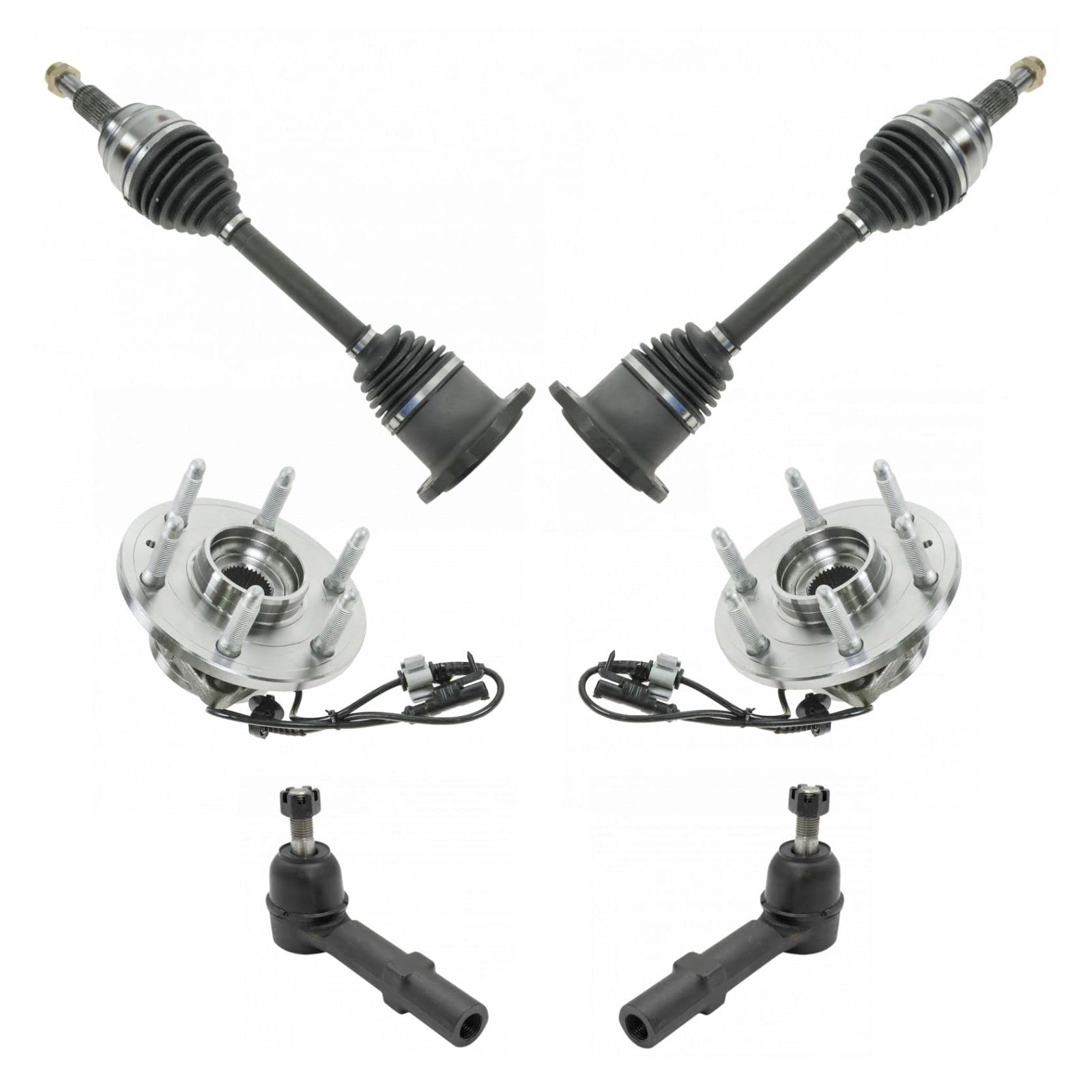 6 Piece Steering & Suspension Kit - Axles, Wheel Hub Bearings & Outer Tie Rods - Perfect for Car Repair, Maintenance & Off-Road Vehicle Upgrades