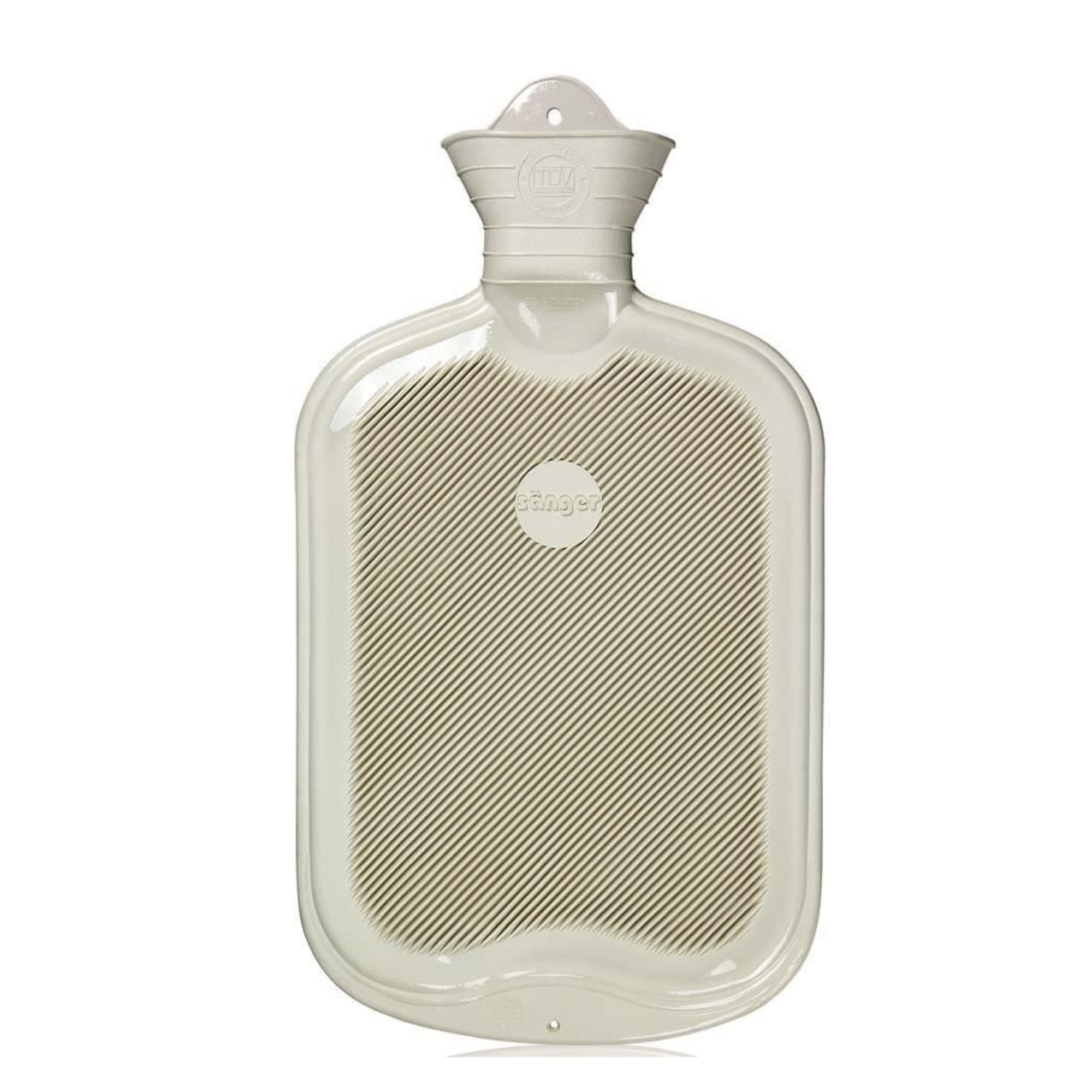 2 Liter White Sanger Hot Water Bottle for Pain Relief - Long Lasting Warmth for Cold Nights, Menstrual Cramps & Back Pain - BPA Free Rubber Hot Water Bag for Bed, Sofa & Travel