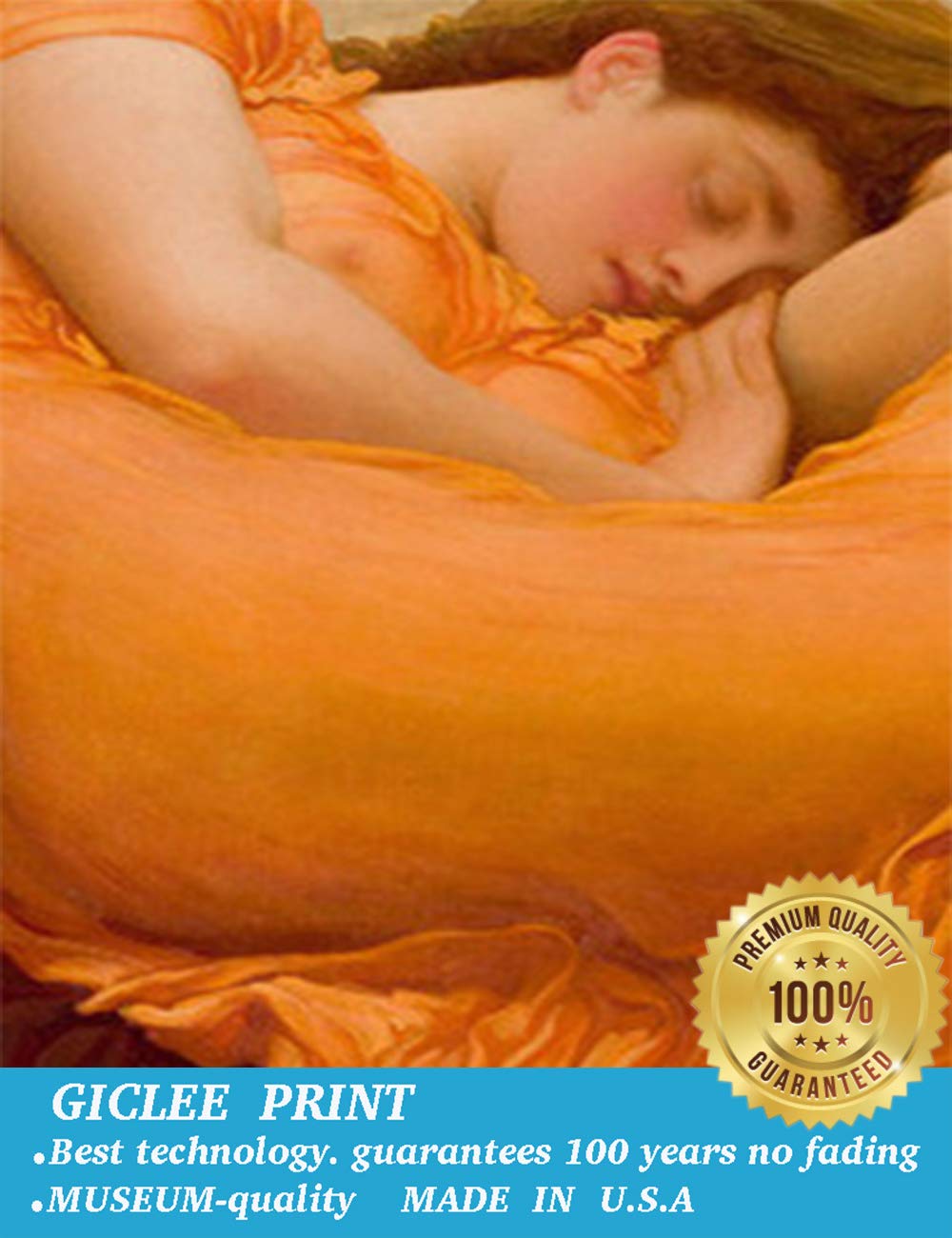 ELITEART Flaming June by Frederic Leighton - Premium Oil Painting Reproduction Giclee Wall Art, Framed Canvas Print (21x25 Inches) - Perfect for Living Room, Bedroom & Office Decor