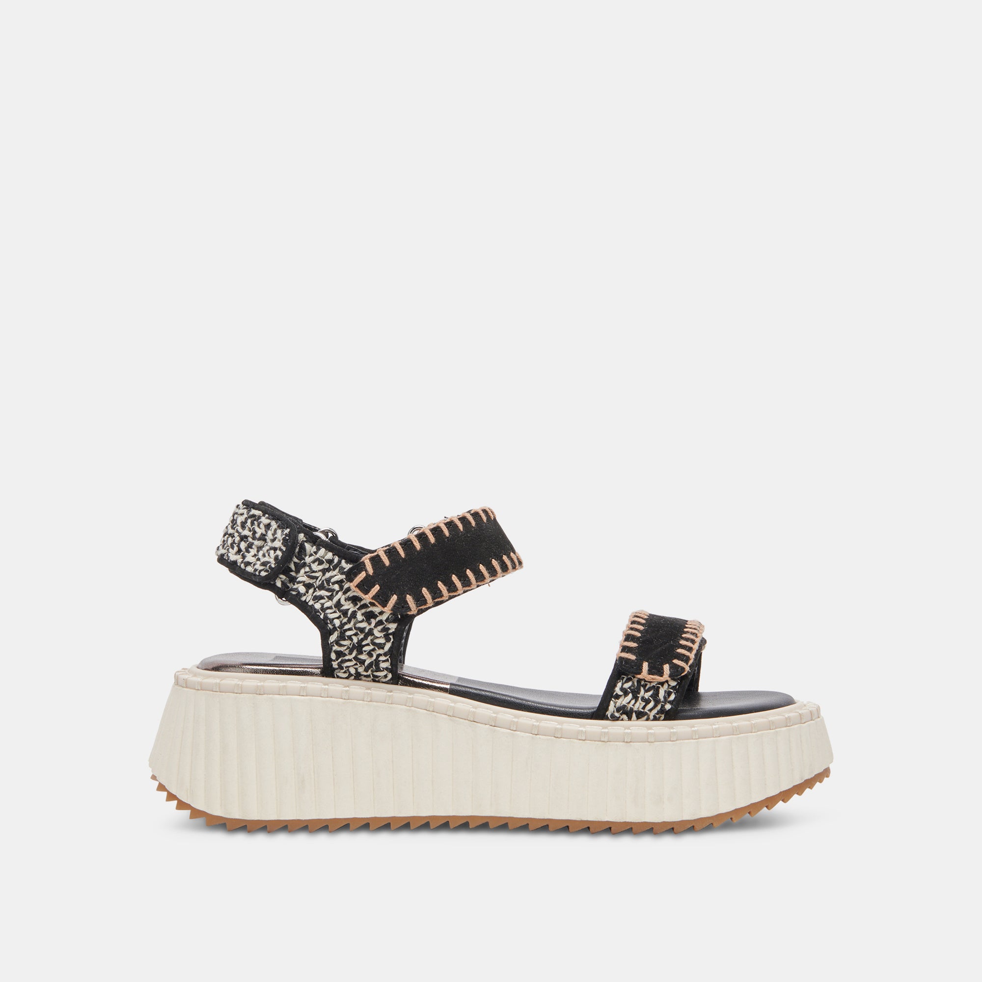 DEBRA Women's Black & White Nubuck Sandals - Comfortable Casual Summer Shoes for Beach, Walking, and Outdoor Activities