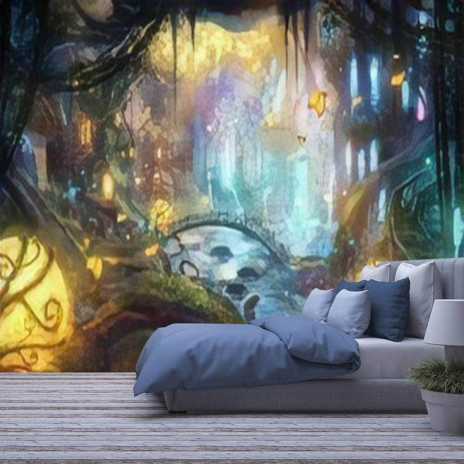 3D Removable Wallpaper - Self-Adhesive Fairy Forest with Glowing Plants, Peel and Stick Wall Mural for Living Room & Bedroom Decor | Perfect for Kids' Rooms, Nursery, and Fantasy-Themed Spaces