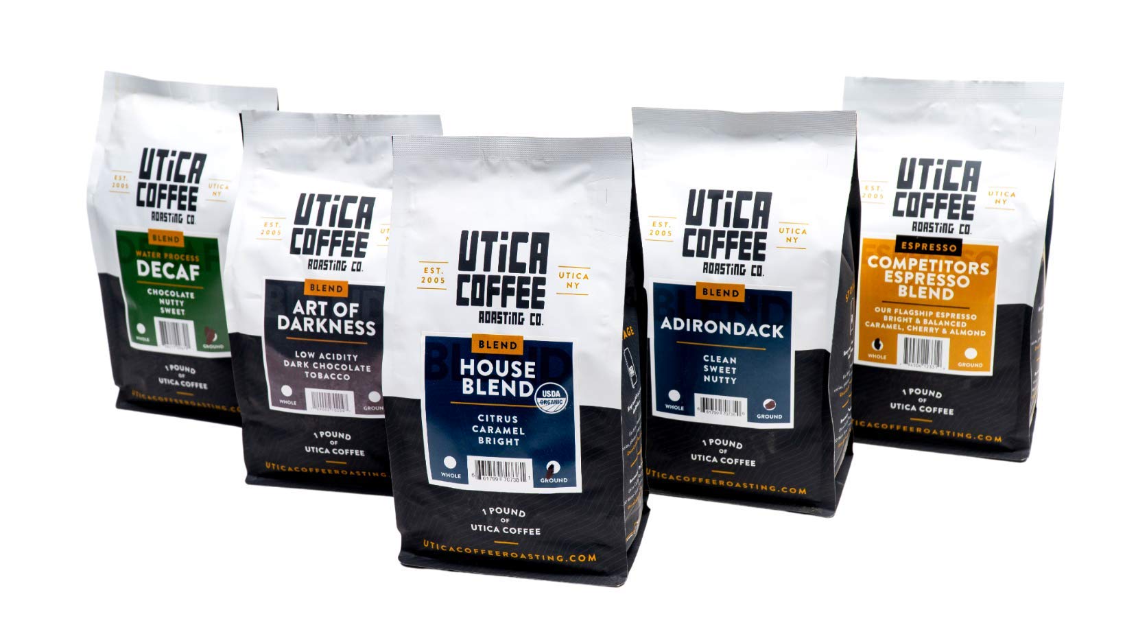 Utica Coffee Roasting Co. Decaf Specialty Medium Roast Ground Coffee - 16 Oz Reclosable Bag | Perfect for Home Brewing, Office Use & Gifts