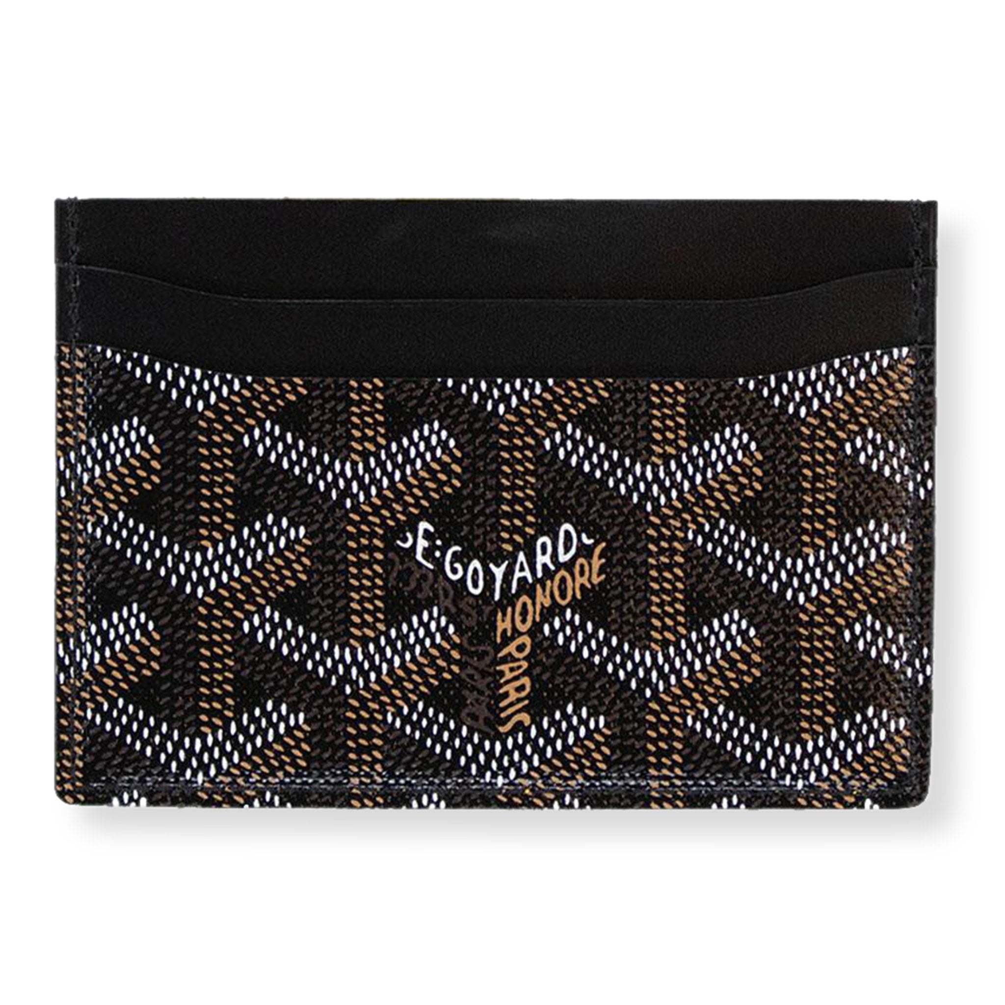 Goyard Saint Sulpice Black Leather Card Holder - Slim RFID Blocking Wallet for Men & Women | Perfect for Travel, Business & Everyday Use