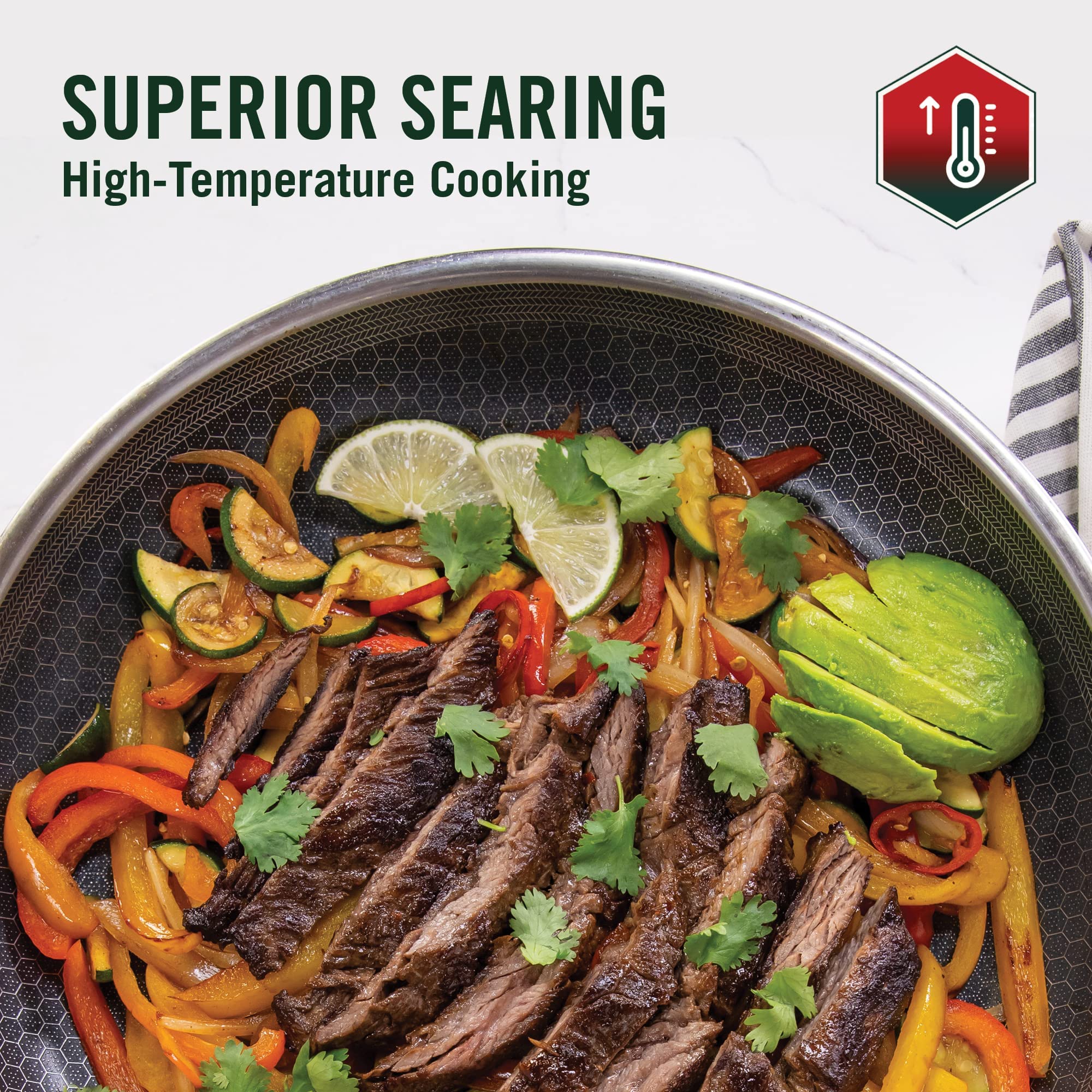 HexClad Hybrid Nonstick 10-Inch Frying Pan with Stay-Cool Handle - Dishwasher & Oven Safe (900°F) - Induction Compatible for All Cooktops - Perfect for Searing, Sautéing & Everyday Cooking
