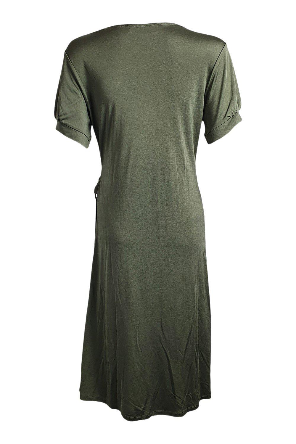ALLUDE 100% Silk Jersey Khaki Green Gathered Midi Dress for Women - Size XL | Elegant Casual & Party Wear | Perfect for Office, Date Night & Special Occasions