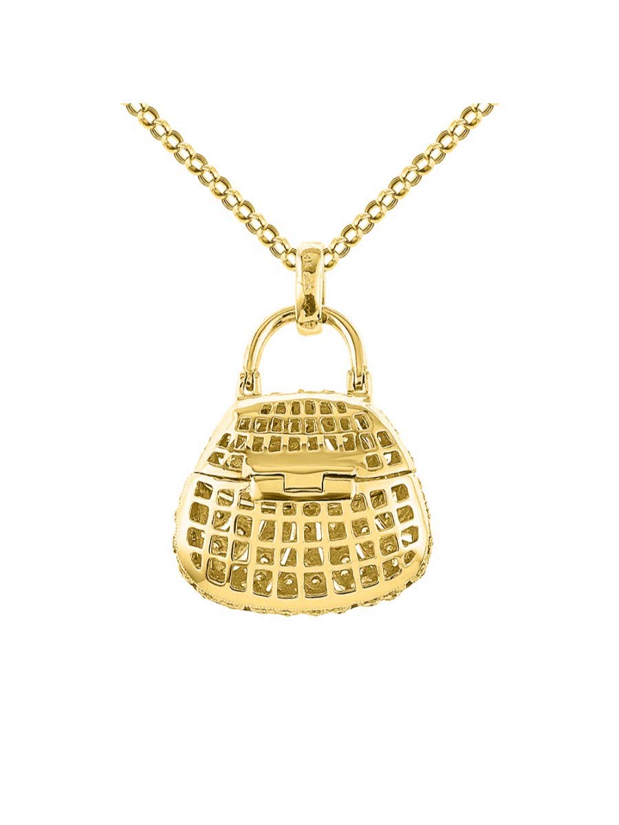 Rylos Diamond Designer Purse Necklace - 14K Yellow Gold or White Gold with 18