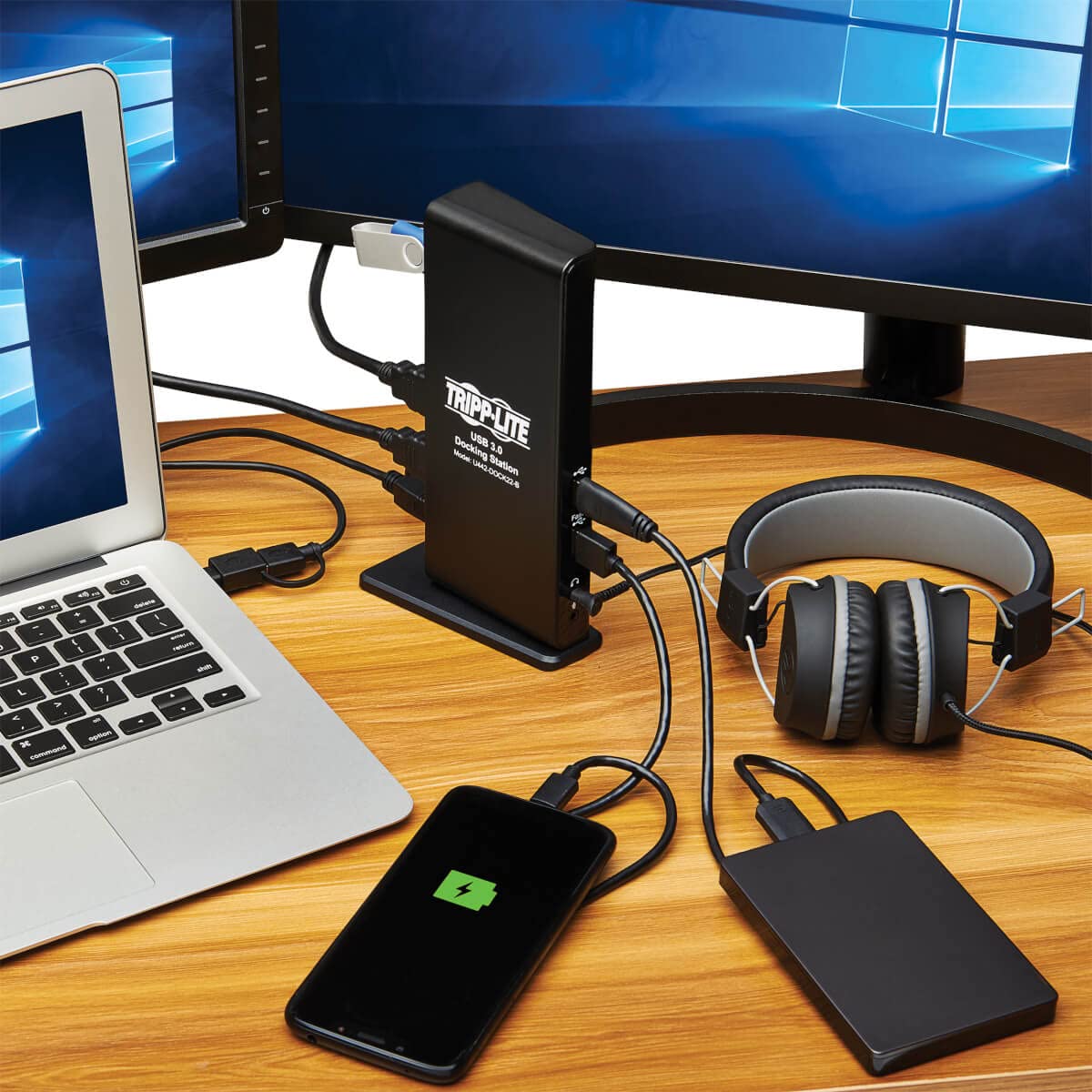 Tripp Lite U442-DOCK22-B Universal Laptop Docking Station - Dual Monitor USB-C & USB-A Hub with 2 HDMI Ports (1080p@60Hz), 6 USB 3.2 Ports, Gigabit Ethernet - Ideal for Home Office, Remote Work & Multi-Screen Productivity (1-Year Warranty)