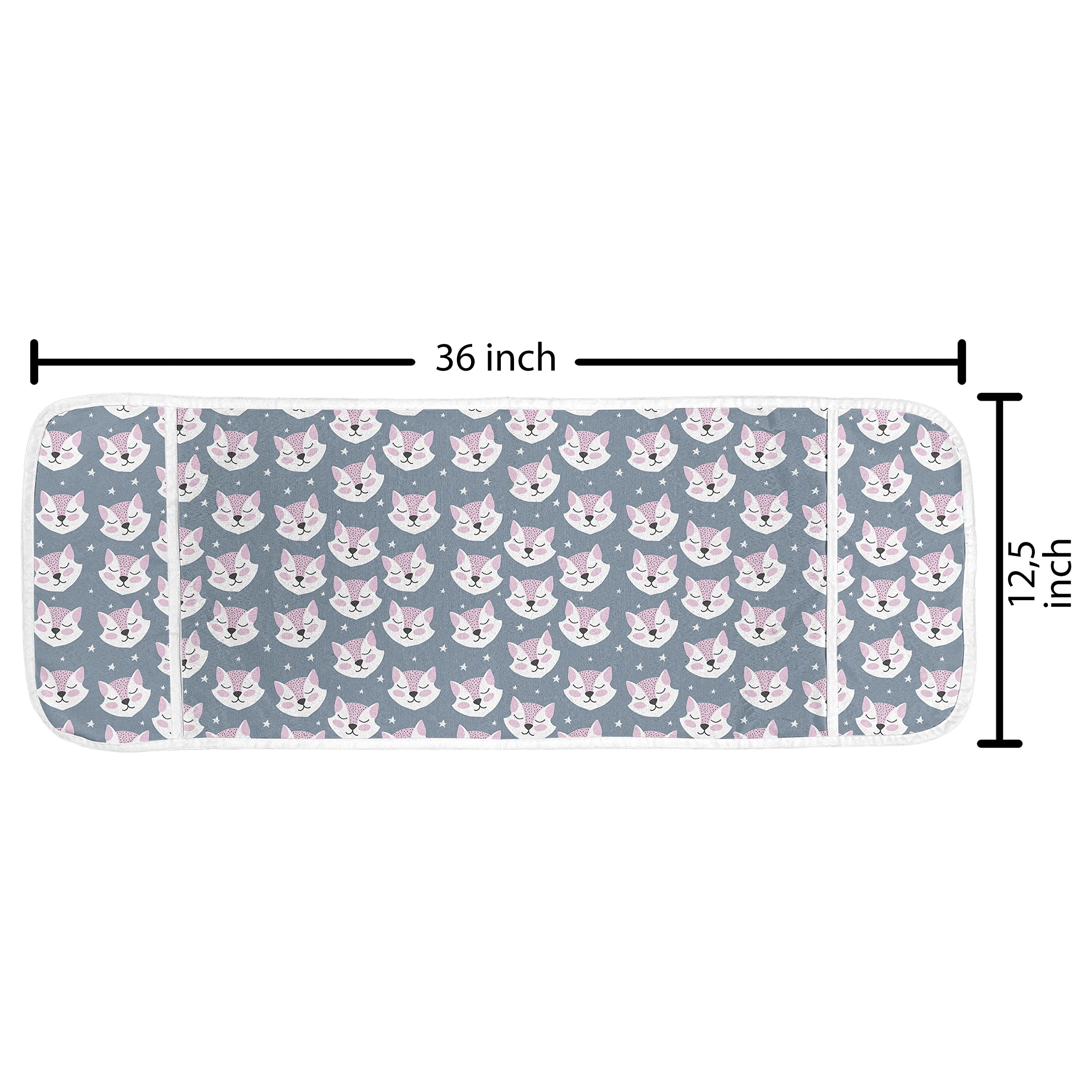 Ambesonne Fox Microwave Oven Cover - Water Resistant Kitchen Organizer with Pockets, Scandinavian Style Sleeping Fox Design with Sky Stars, 36