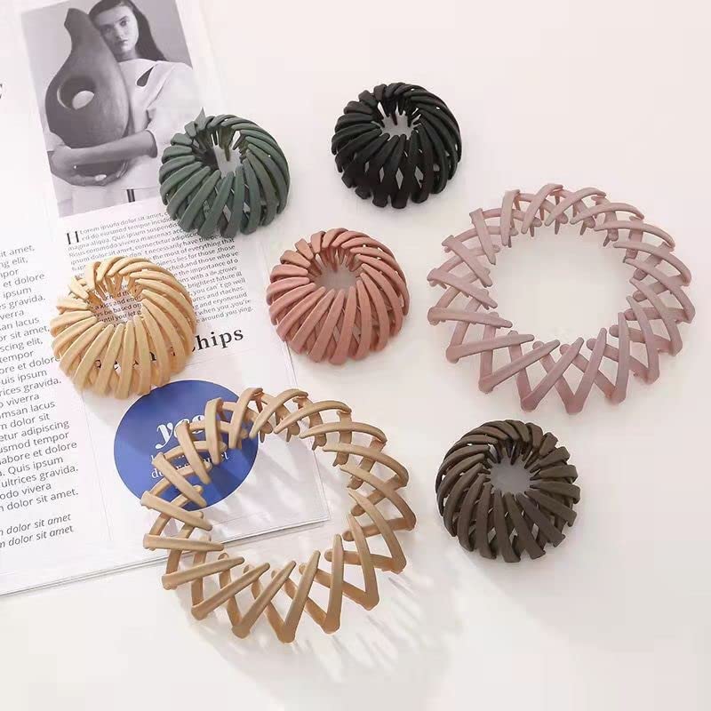 STYLEDOSE 3-Pack Multicolor Bird Nest Hair Clips - Expandable Bun & Ponytail Holder for Women & Girls - Perfect for School, Work, Parties & Everyday Hairstyles