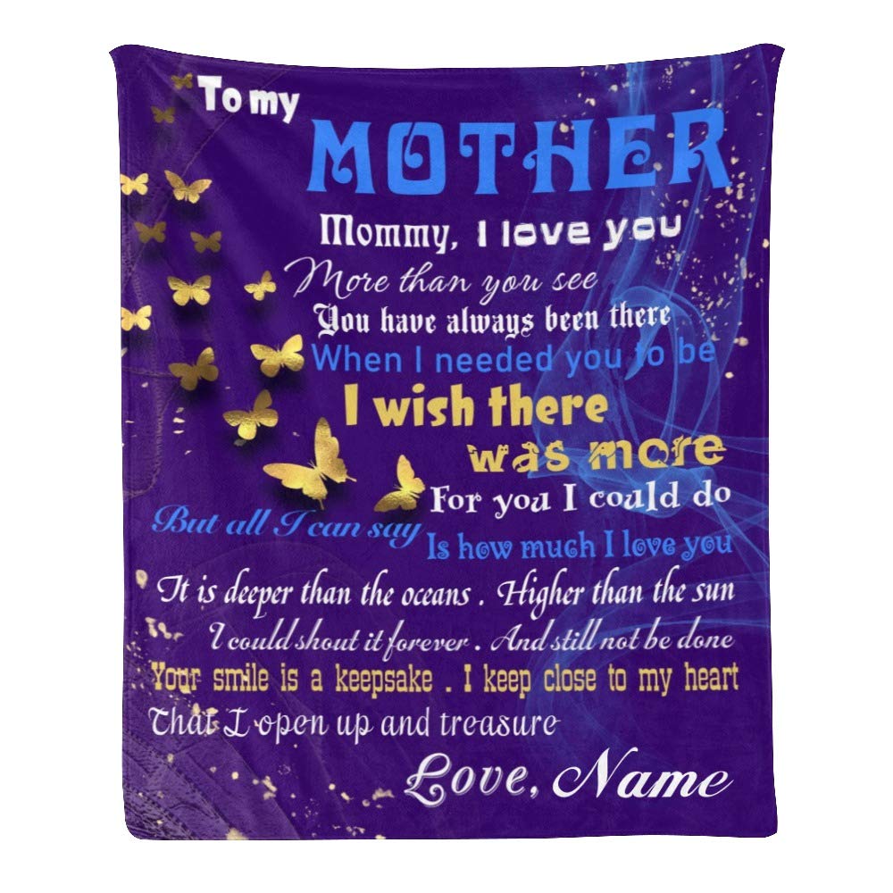 Personalized Fleece Throw Blanket with Name Text - Super Soft Custom Blanket for Mom, Couch, Sofa & Bed (50x60 Inches) - Perfect Gift for Mother's Day, Birthday & Christmas