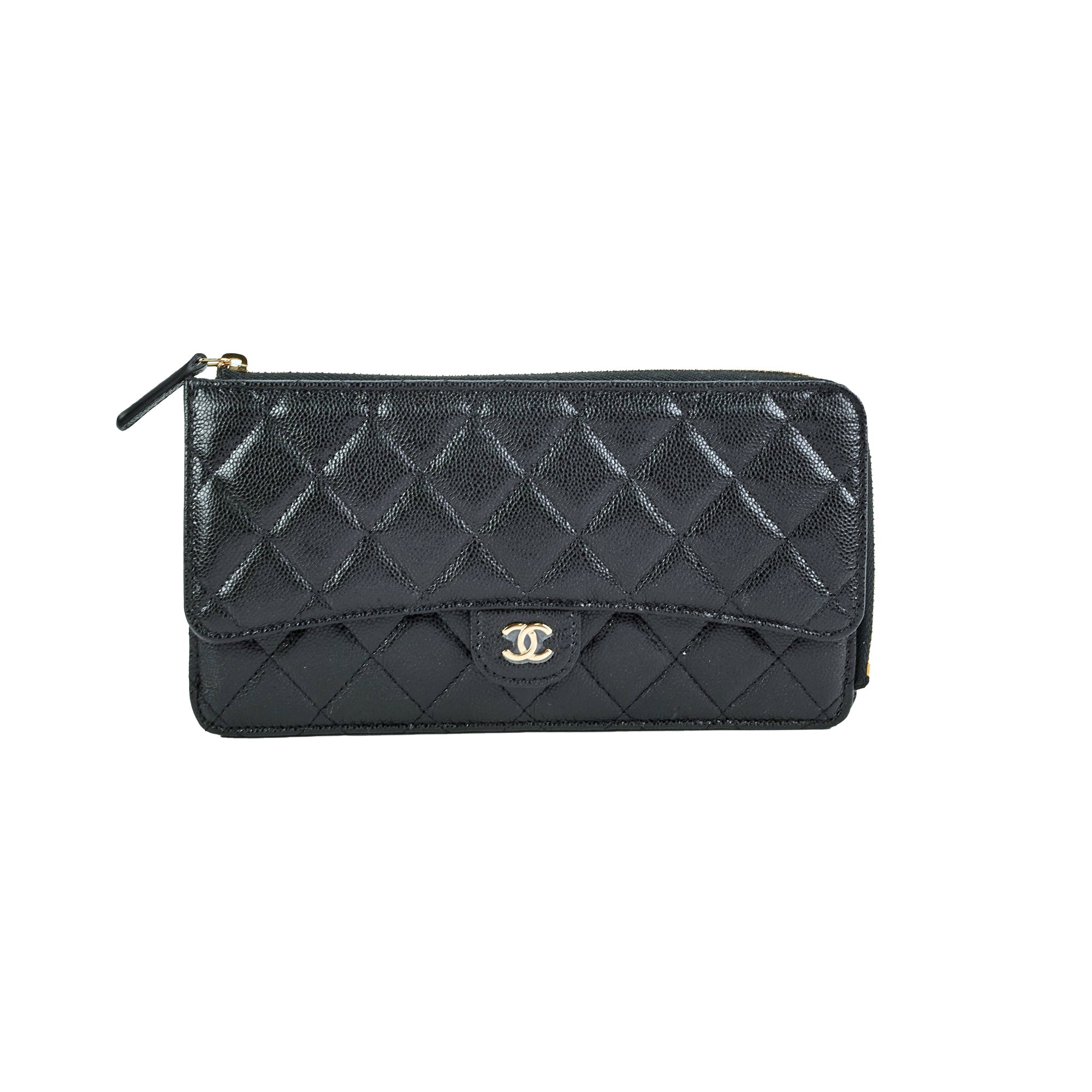 Chanel Long Cardholder Wallet - Caviar Leather Black - Luxury Slim Card Case for Women - Perfect for Everyday Use & Travel