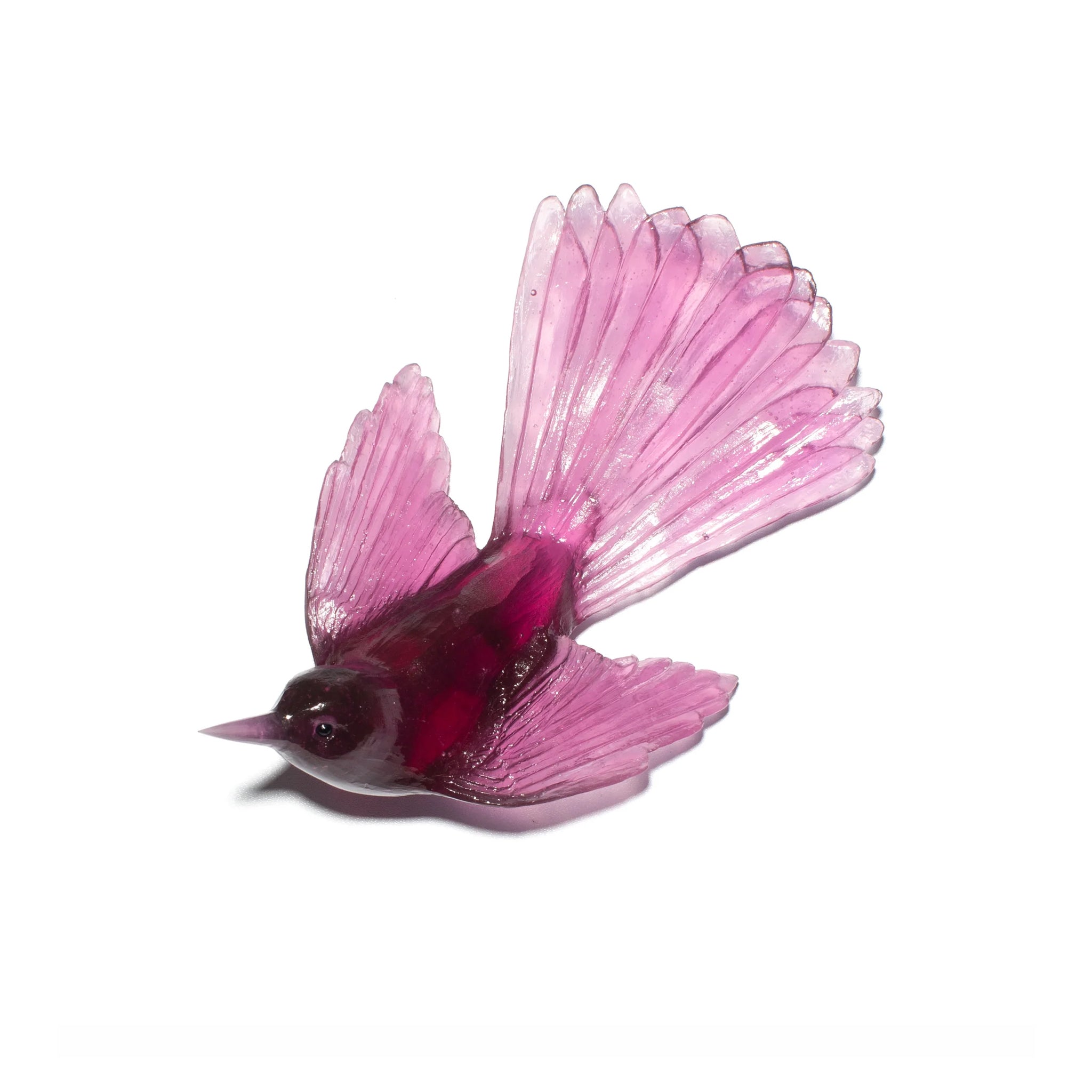 Handmade Glass Pīwakawaka Fantail Wall Sculpture | Unique New Zealand Bird Art by Luke Jacomb Studio | Perfect for Home Decor & Gift Giving