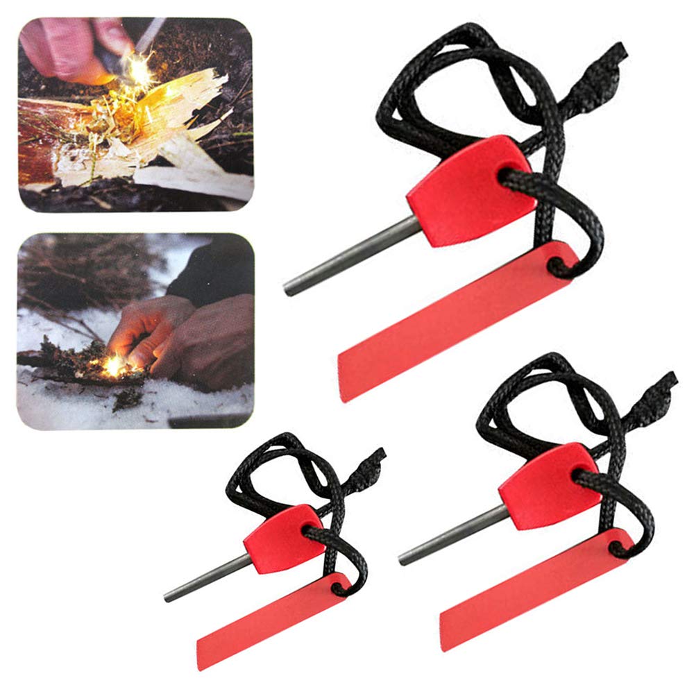 3 Pack Emergency Flint Fire Starter Striker Lighter - Waterproof Survival Tool for Camping, Hiking, Backpacking & Outdoor Adventures