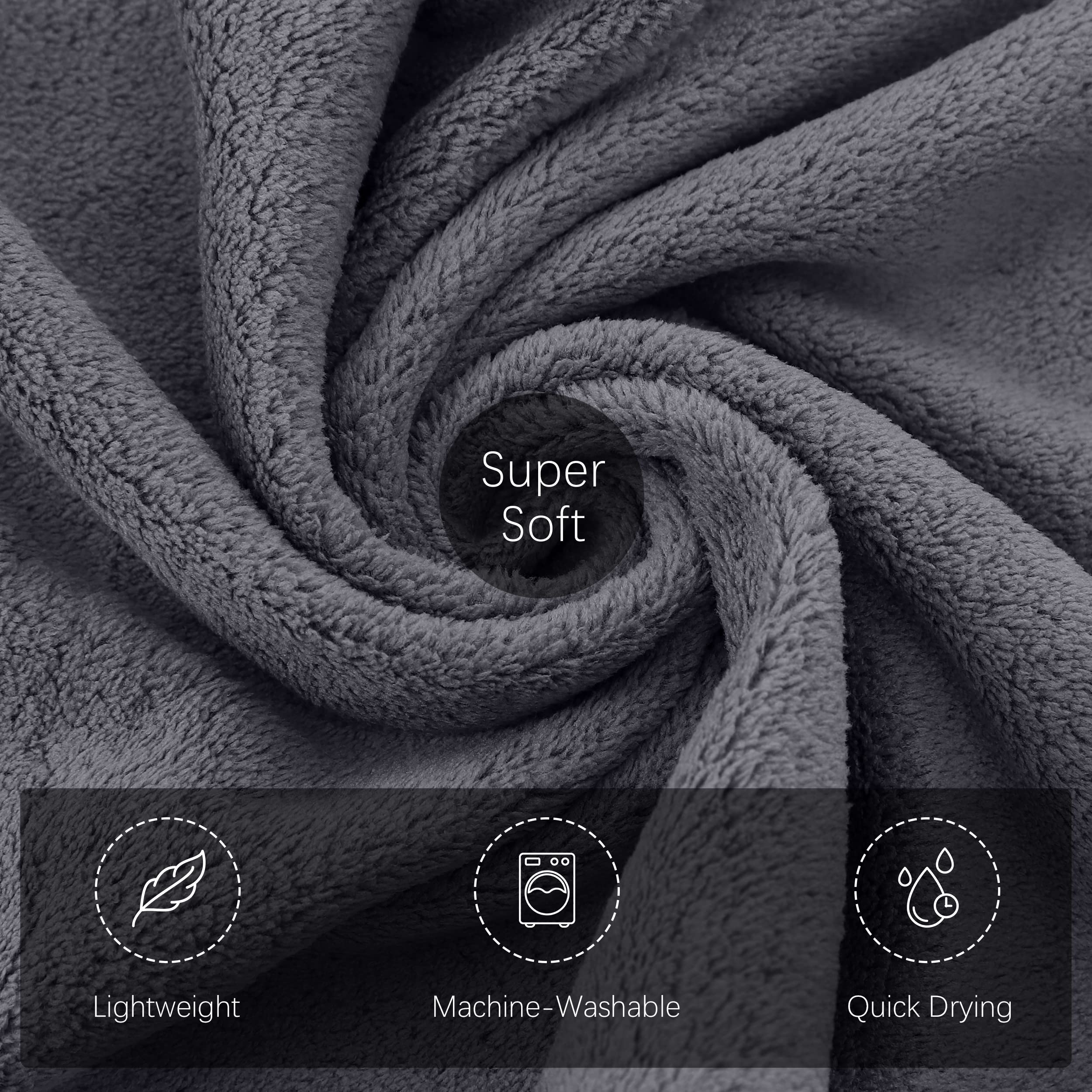 Premium Microfiber Bath Towels - 2 Pack Ultra Soft Quick Dry Gym Towels 27x55 Inches for Yoga, Travel & Fitness - Lightweight Absorbent Dark Grey Sports Towels for Home, Spa & Beach Use