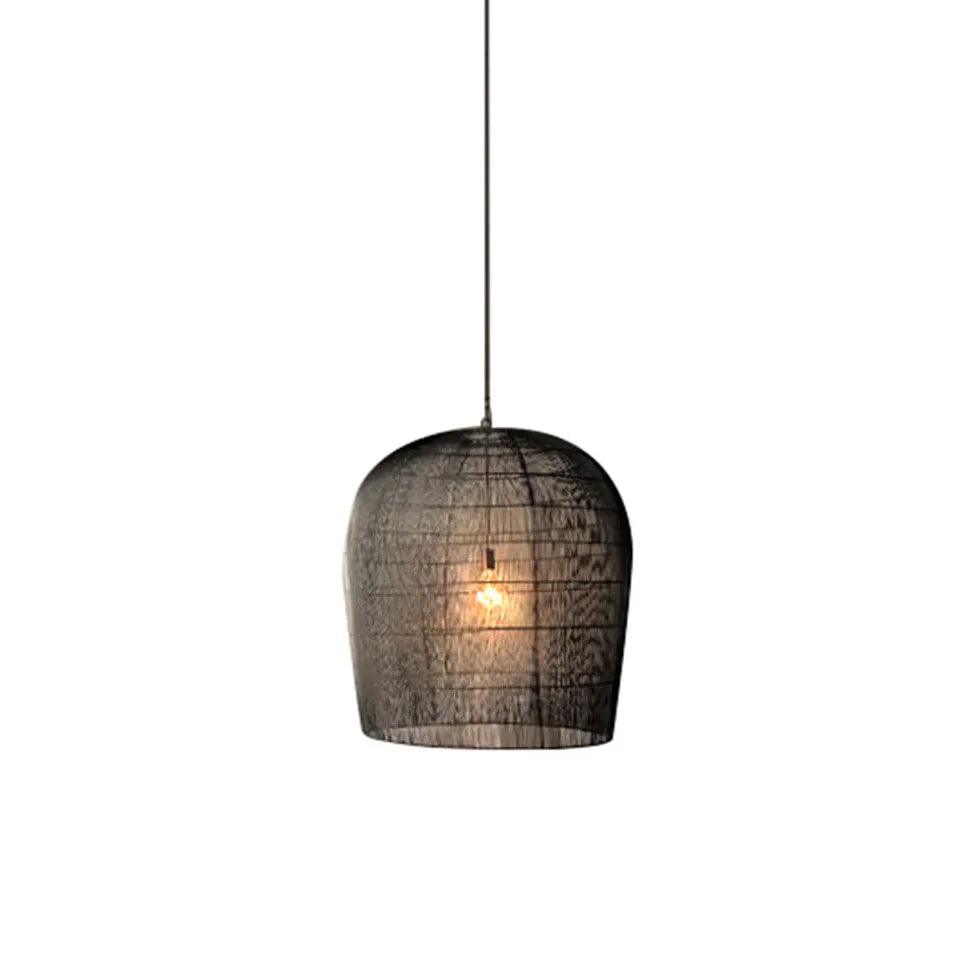 Elegant Woven Bell Shaped Translucent Glass Pendant Light - Perfect for Dining Room, Bedroom, and Living Room Lighting Decor