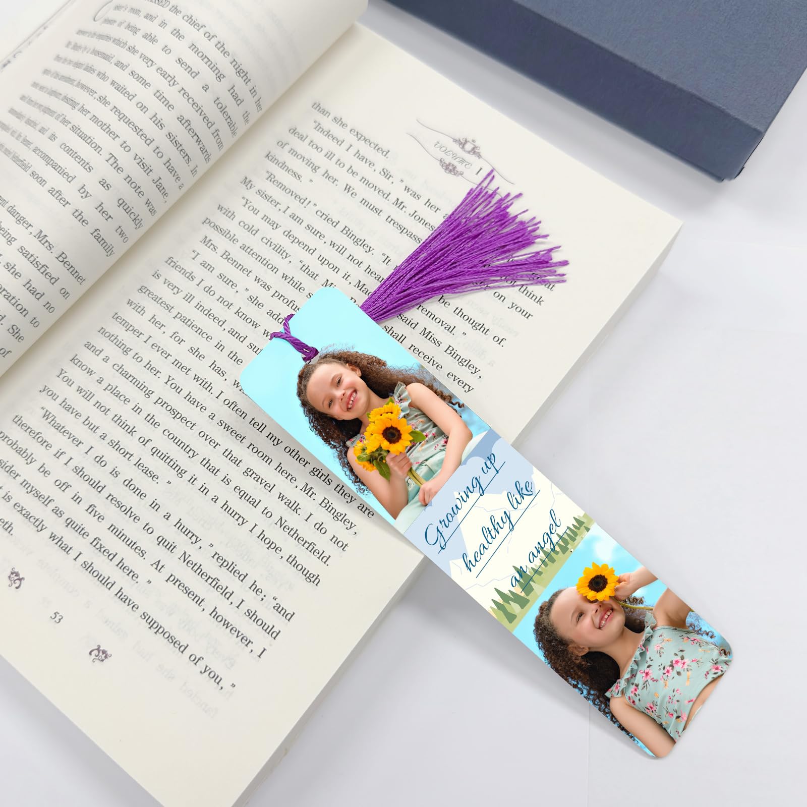 Personalized Metal Photo Bookmark with Tassel & Gift Box - Custom Text & Picture Engraving - Perfect for Gifts, Reading Accessories & Book Lovers