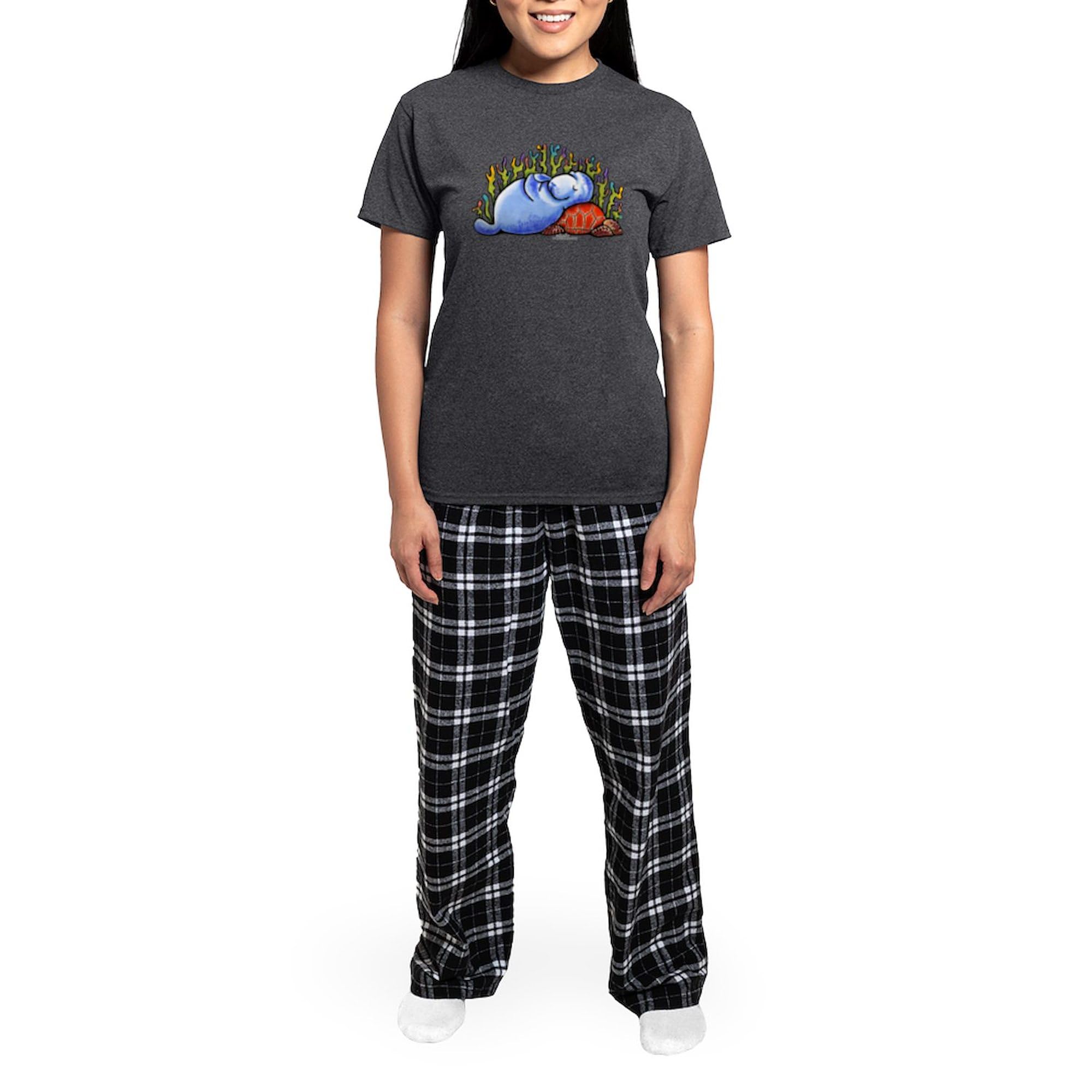 Sea Turtle & Manatee Women's Pajama Set - Soft Charcoal Sleepwear with Cute Animal Print | Cozy Lounge Pajamas for Women, Perfect for Sleepovers, Relaxing at Home & Gift Giving