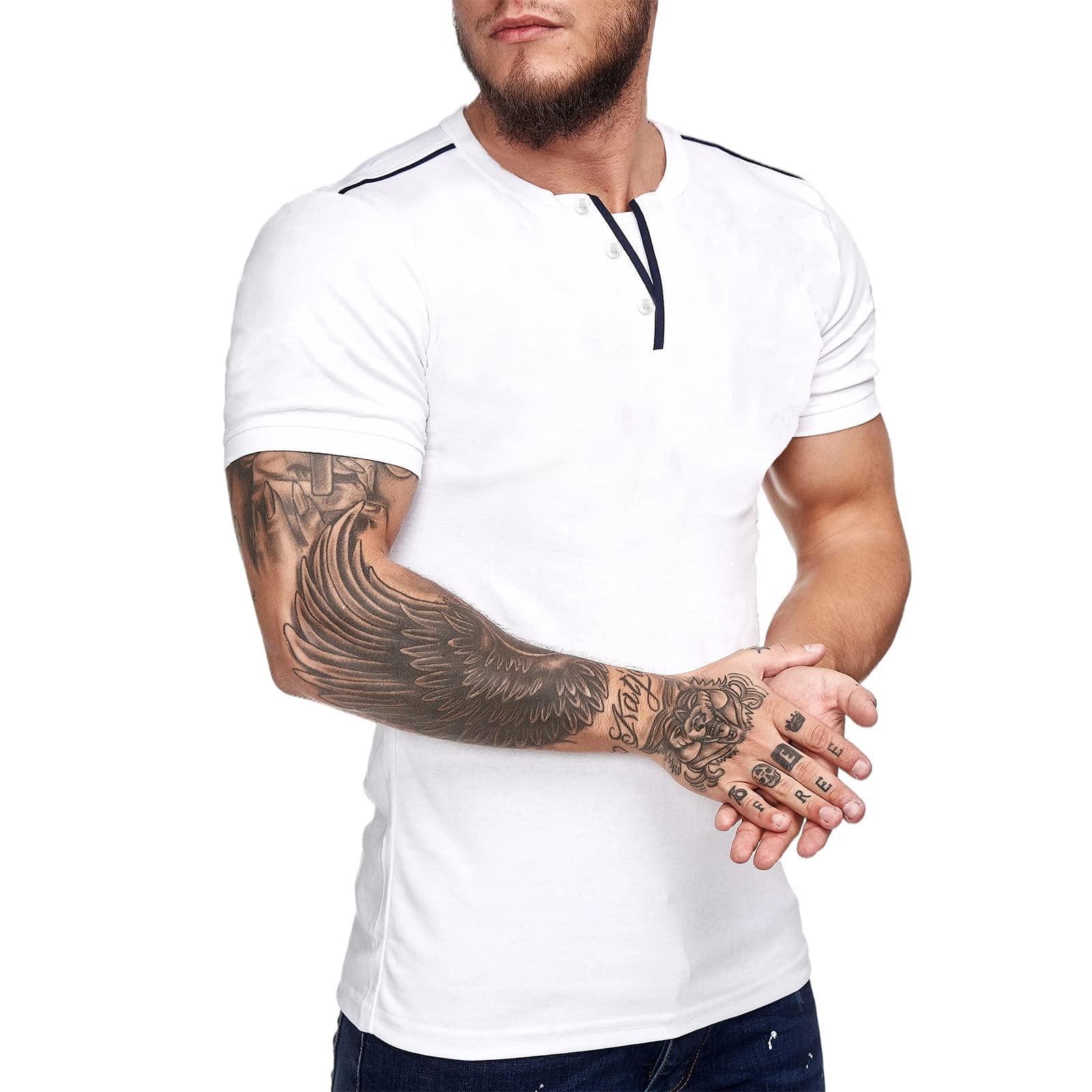 Men's Slim Short Sleeve Button Shirt - Pure Color Summer Top for Casual Wear