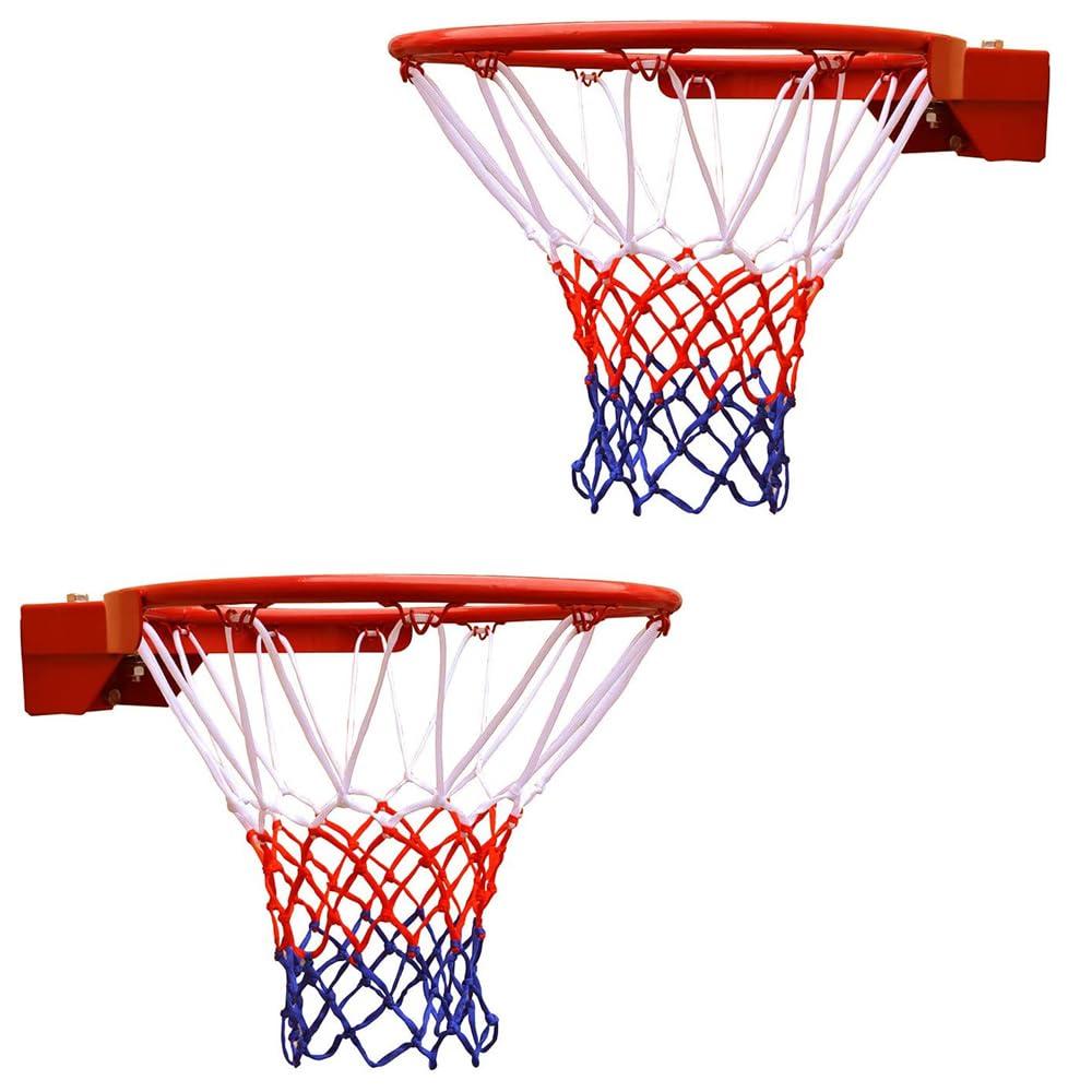 THUNDERBAY 18-Inch Heavy Duty Wall Mount Basketball Hoop - Double Spring Flex Reinforced Rim with 2 Nylon Nets & LED Night Light Net - Perfect for Driveway, Backyard, and Indoor Basketball Practice