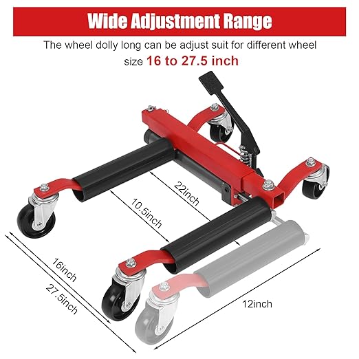 GARVEE 1500lbs Heavy Duty Car Wheel Dolly Set - 2 Pack with Ratcheting Pedal Lift for Easy Vehicle Moving | Perfect for Garage, Auto Repair Shops & DIY Car Maintenance
