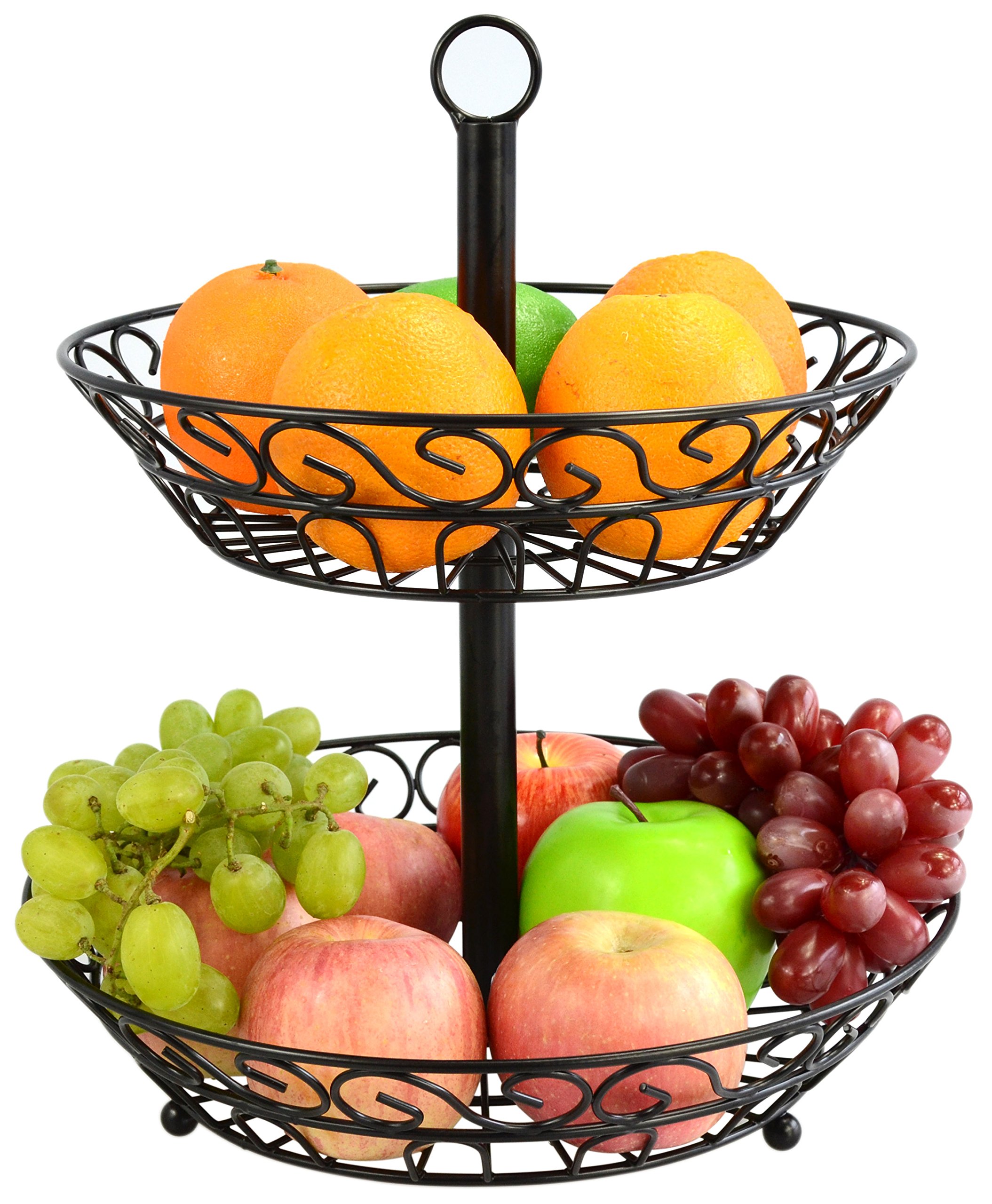 Surpahs 2-Tier Countertop Fruit Basket Stand - Space Saving Kitchen Organizer for Fruits, Vegetables & Snacks - Perfect for Kitchen Counter, Dining Table & Pantry Storage