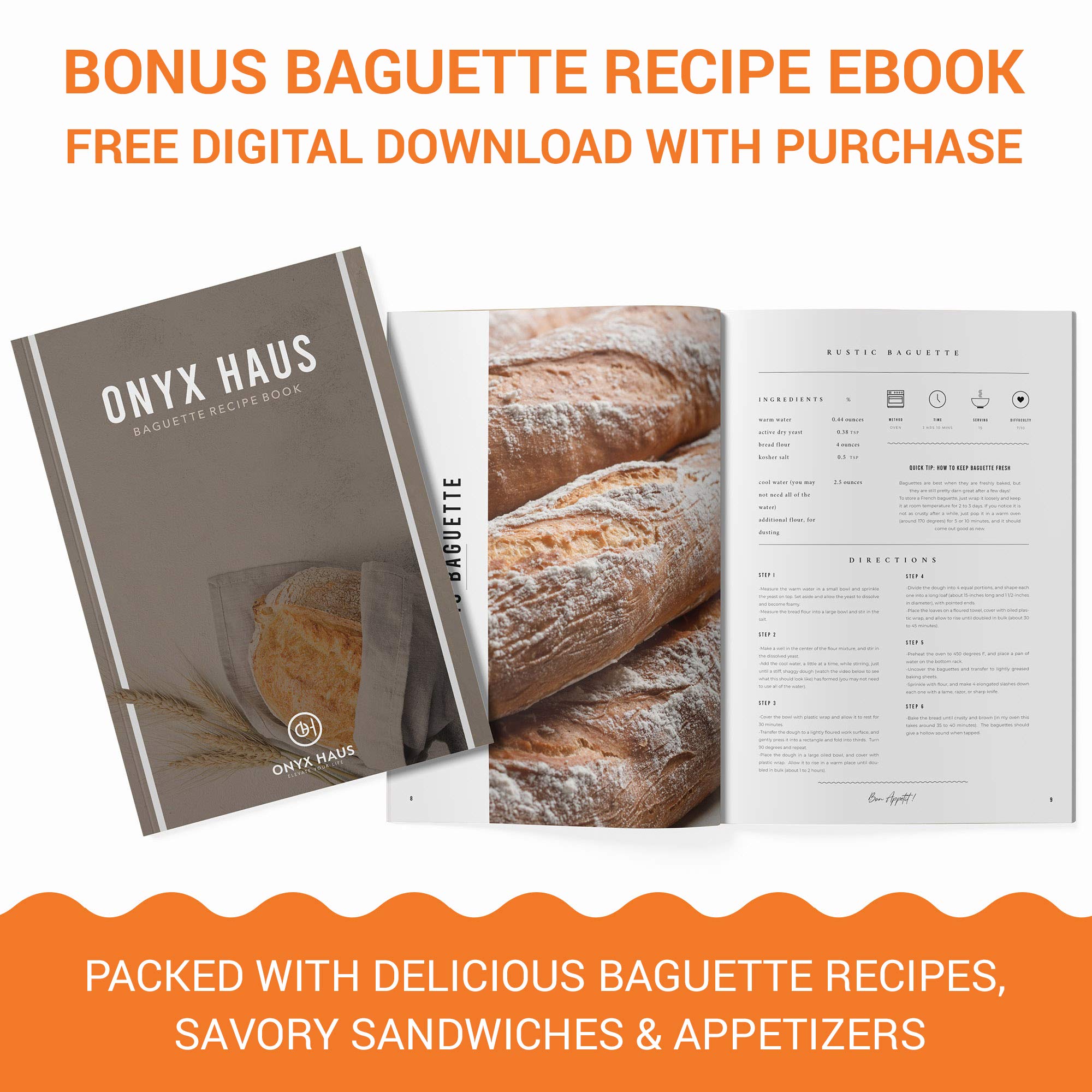 French Bread Baking Kit - Nonstick Baguette Pan, Silicone Baking Mat, Dough Cutter, Bread Lame & Proofing Cloth - Complete Homemade Bread Making Set for Beginners & Bakers | Perfect for French Bread, Artisan Loaves & Family Baking