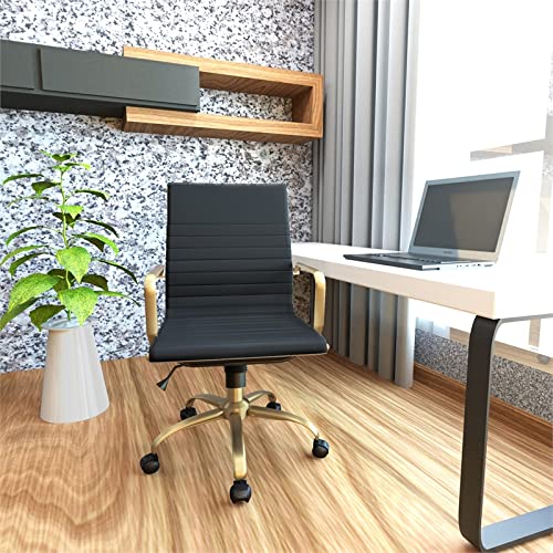 Harris Modern Leather Swivel Office Chair - Black & Gold Executive Desk Chair with Ergonomic Support | Perfect for Home Office, Conference Rooms & Workspaces