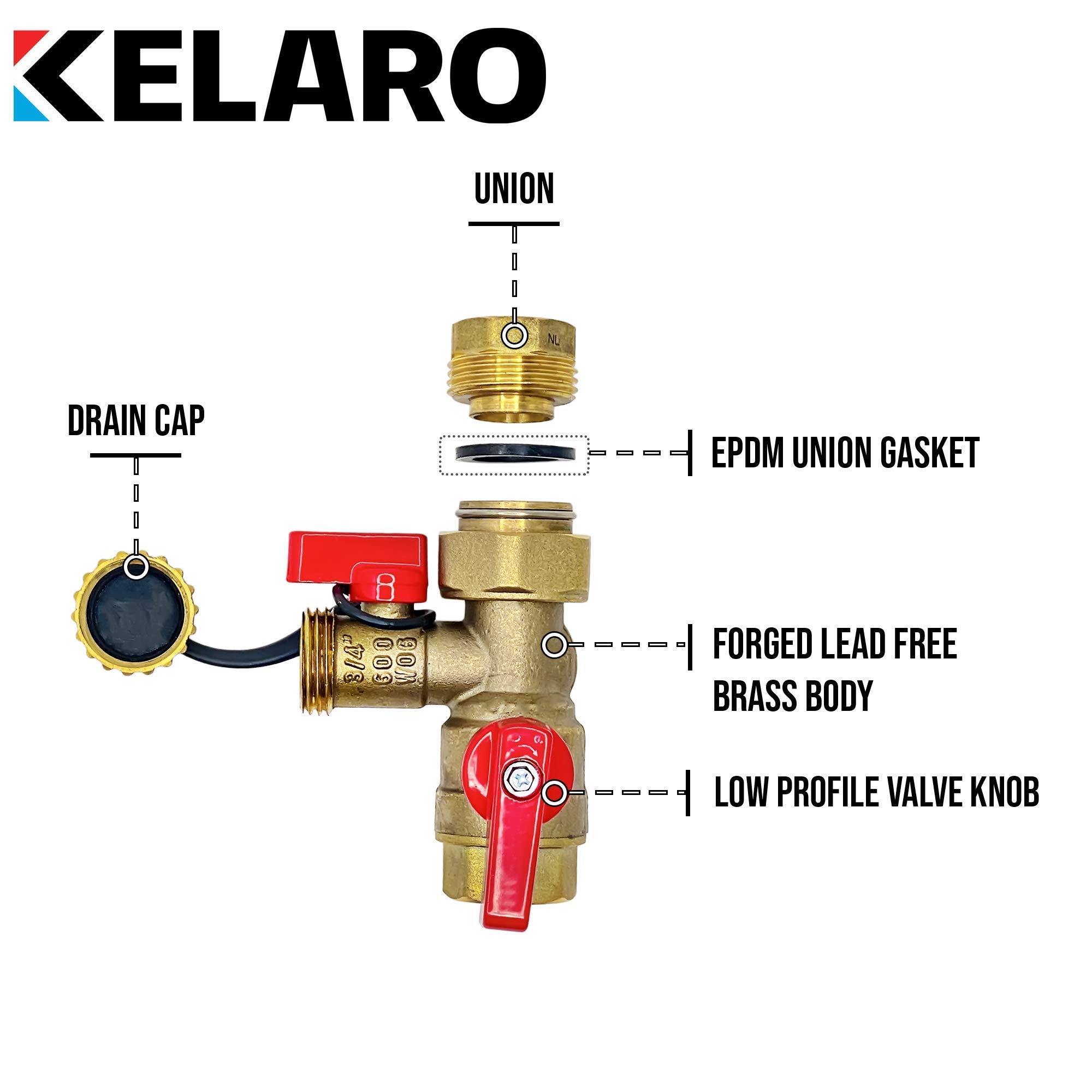 Kelaro Tankless Water Heater Flushing Kit with Service Valve - Professional Descaling & Maintenance Solution for Rinnai, Navien, Noritz (Perfect for Homeowners & Plumbers)