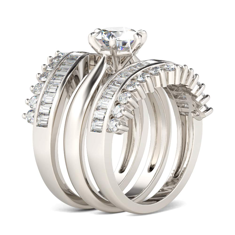 Jeulia 2 Carat 3PC Wedding Ring Set for Women - Marquise & Oval Cut Cubic Zirconia Engagement Rings in Sterling Silver - Solitaire Diamond Anniversary Promise Rings with Jewelry Box - Perfect for Bridal, Proposals & Special Occasions