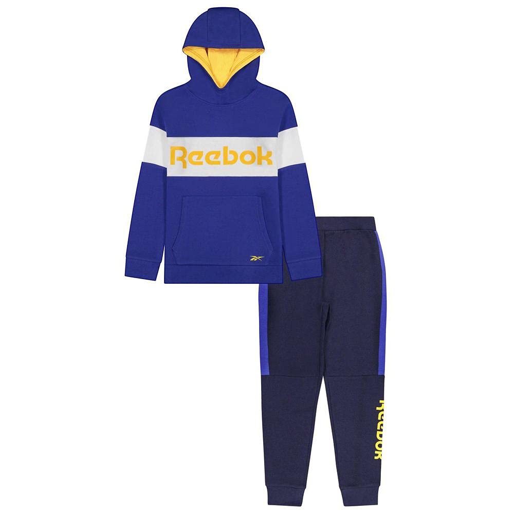 Reebok Boys 2-Piece Tracksuit Set - Hooded Pullover Sweatshirt & Fleece Jogger Pants | Athletic Wear for School, Sports & Casual Outfits