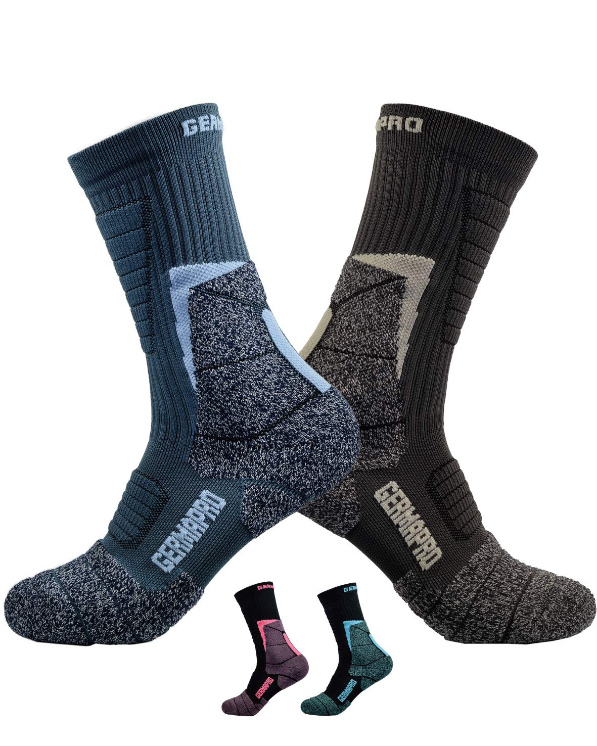 Men's Moisture-Wicking Compression Hiking Socks with Anti-Fatigue Germanium & Coolmax Fiber - Half Pack for Outdoor Work Boots & All-Day Comfort